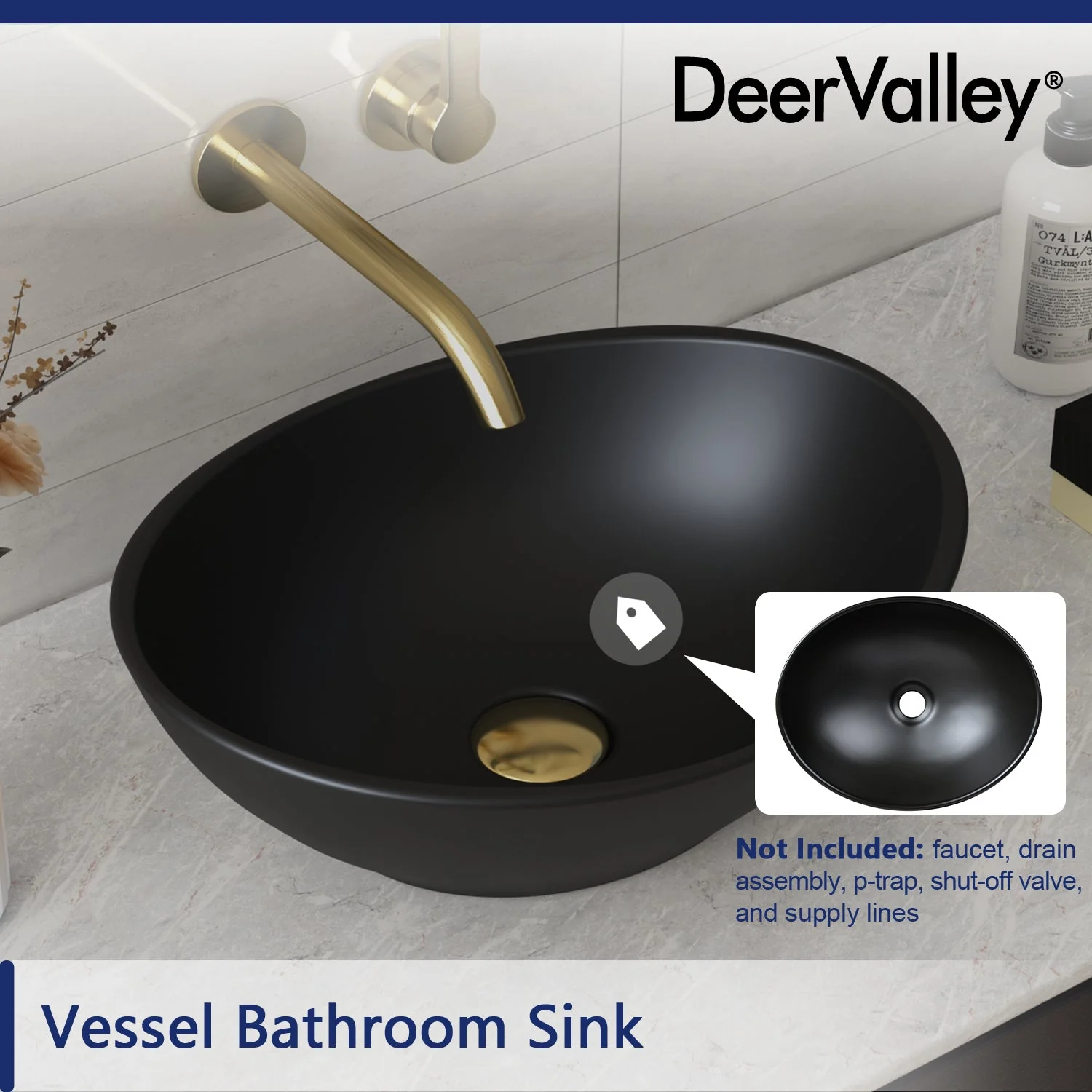 HORIZON 16" x 13" Oval Vessel Bathroom Sink, Without Overflow - Image 15