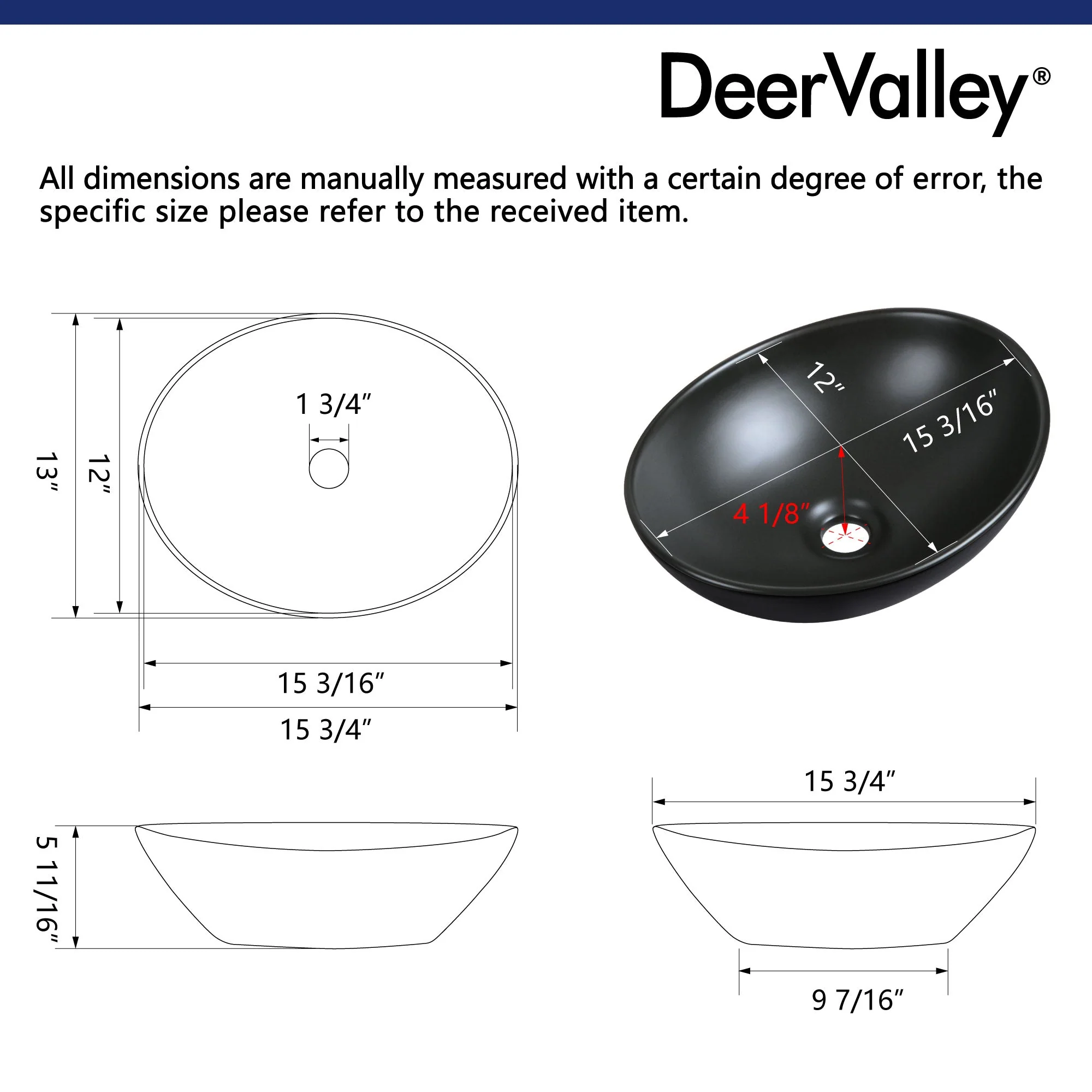 HORIZON 16" x 13" Oval Vessel Bathroom Sink, Without Overflow - Image 17