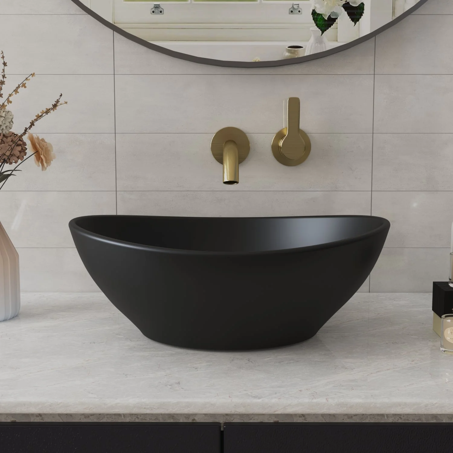 HORIZON 16" x 13" Oval Vessel Bathroom Sink, Without Overflow - Image 3