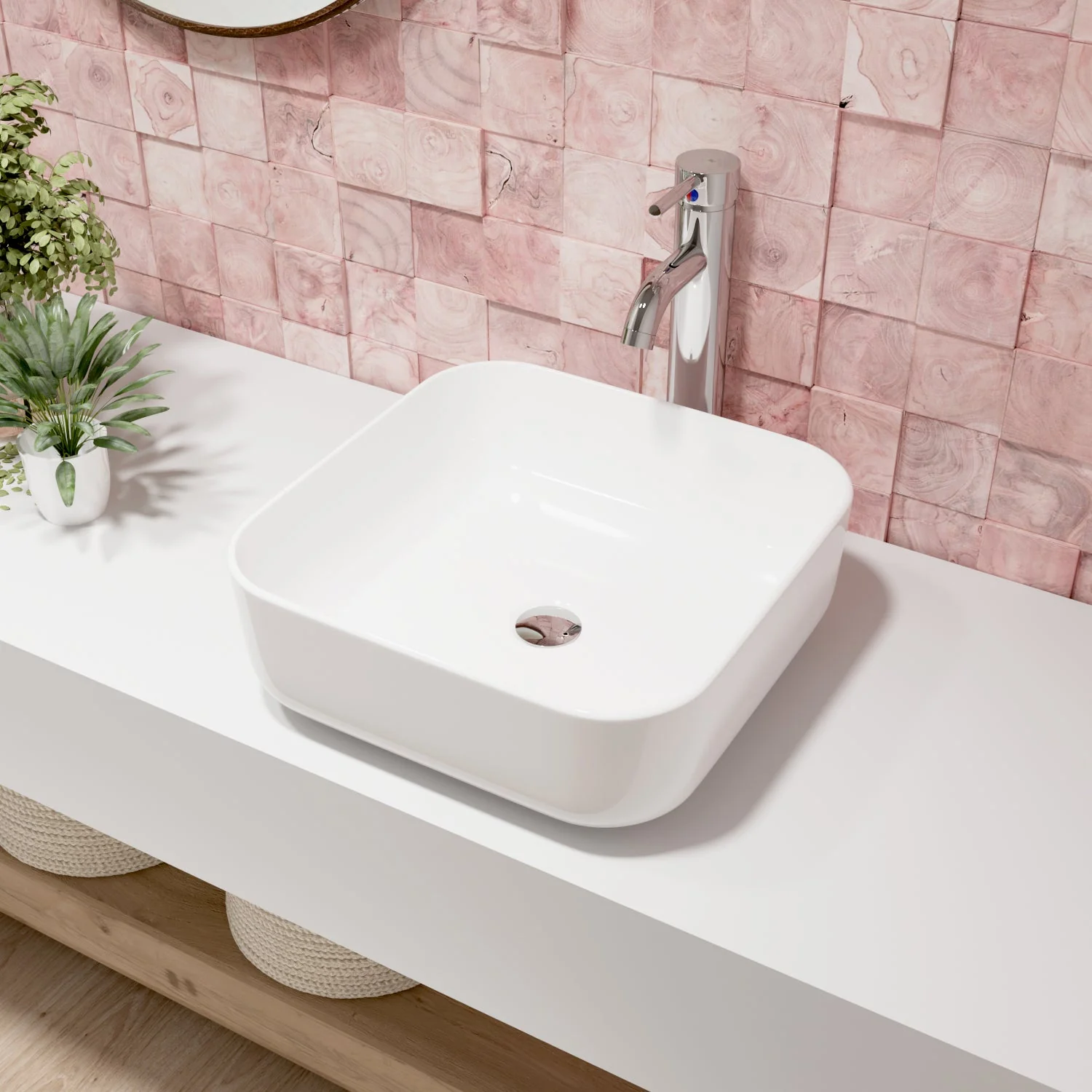 ACE 15.16" Square Vessel Bathroom Sink, Without Overflow With Multiple Colors - Image 25
