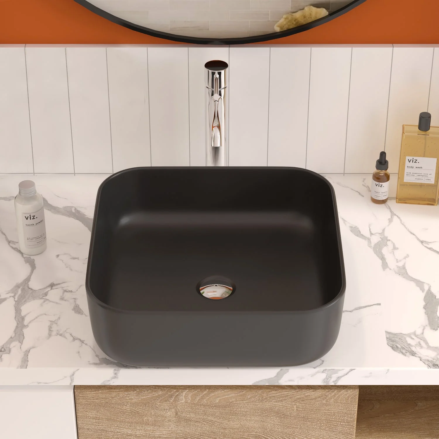 ACE 15.16" Square Vessel Bathroom Sink, Without Overflow With Multiple Colors - Image 3