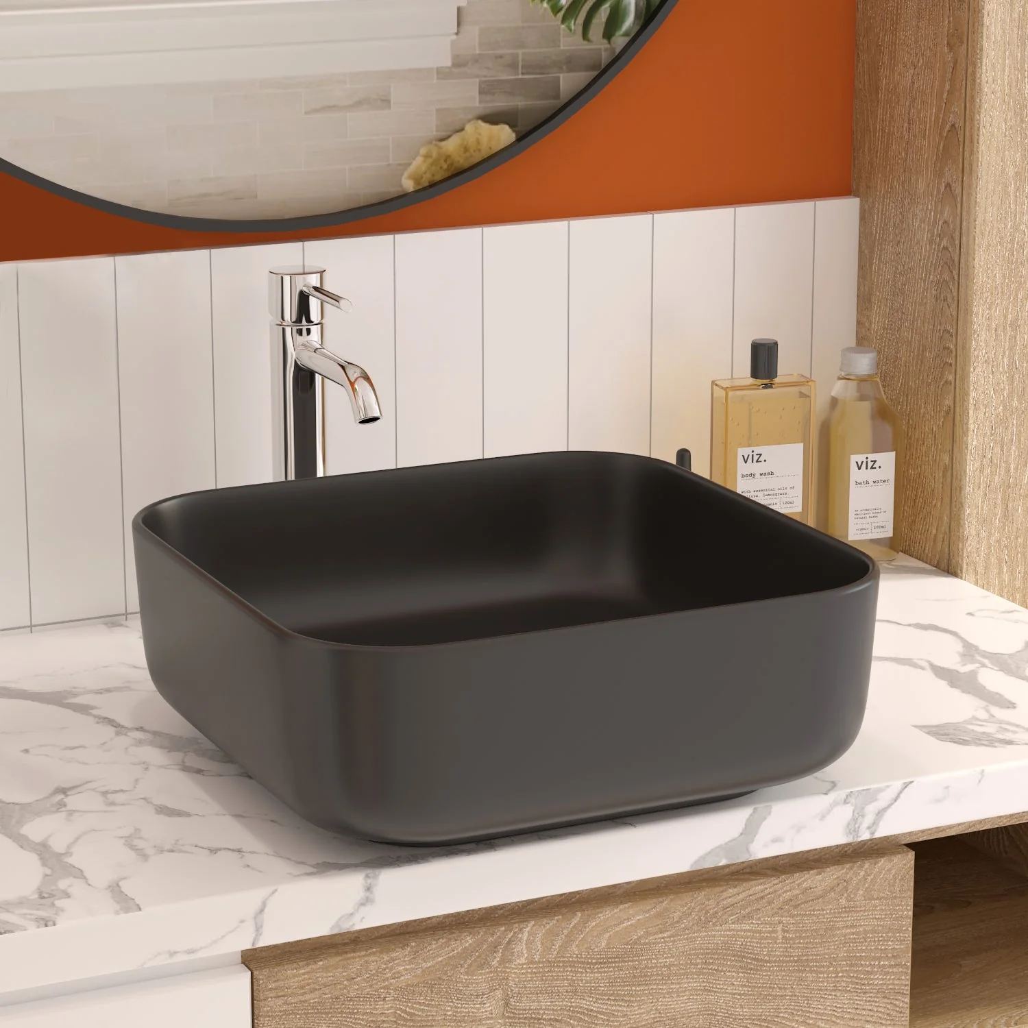 ACE 15.16" Square Vessel Bathroom Sink, Without Overflow With Multiple Colors - Image 5