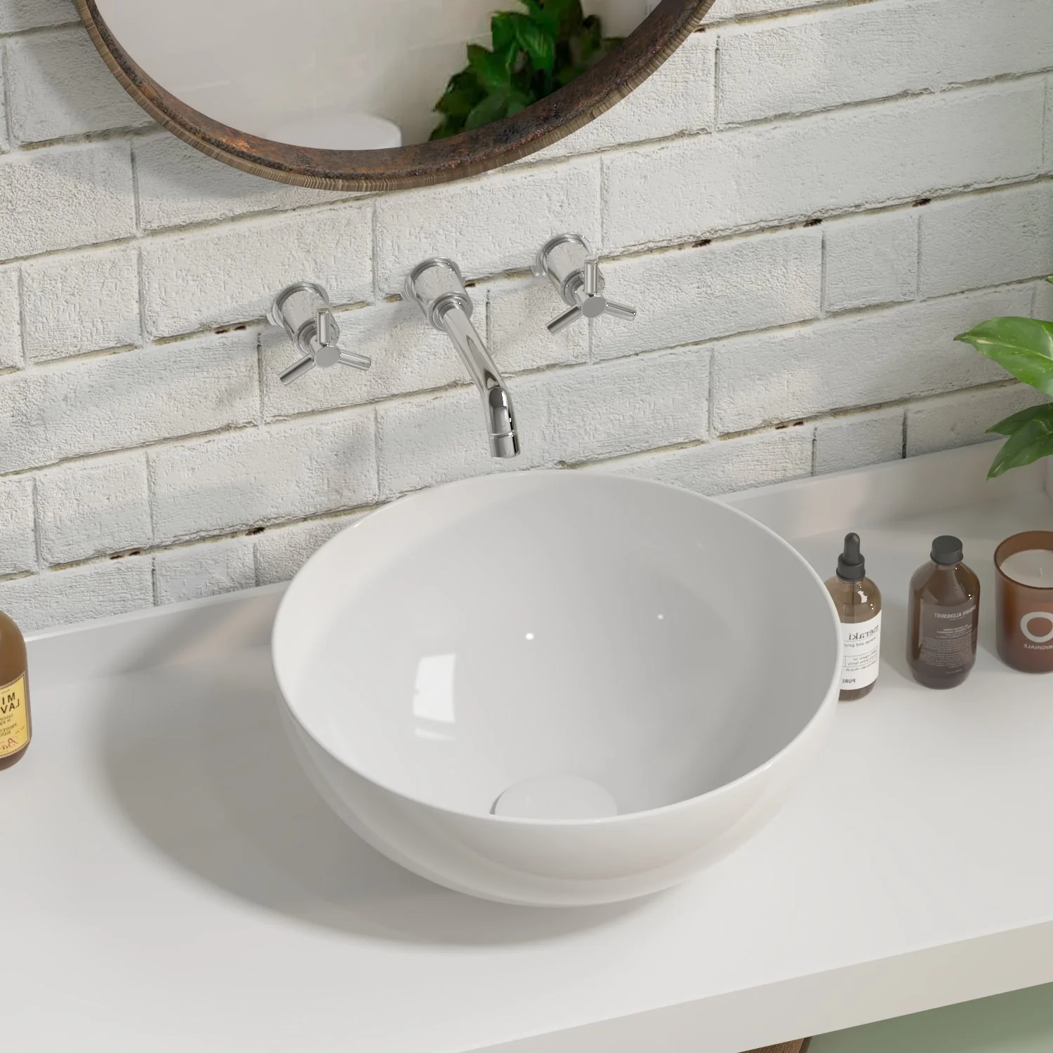 SYMMETRY 12.80" Round Vessel Bathroom Sink, Without Overflow With Multiple Colors - Image 3