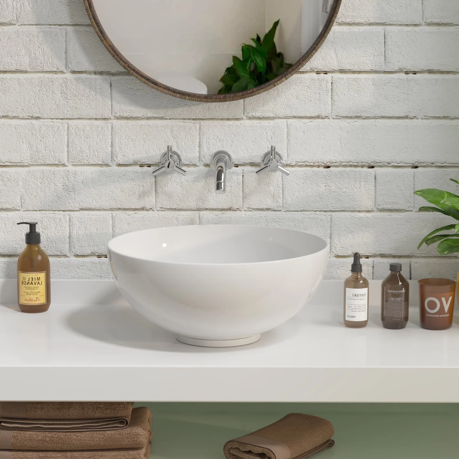 SYMMETRY 12.80" Round Vessel Bathroom Sink, Without Overflow With Multiple Colors - Image 5