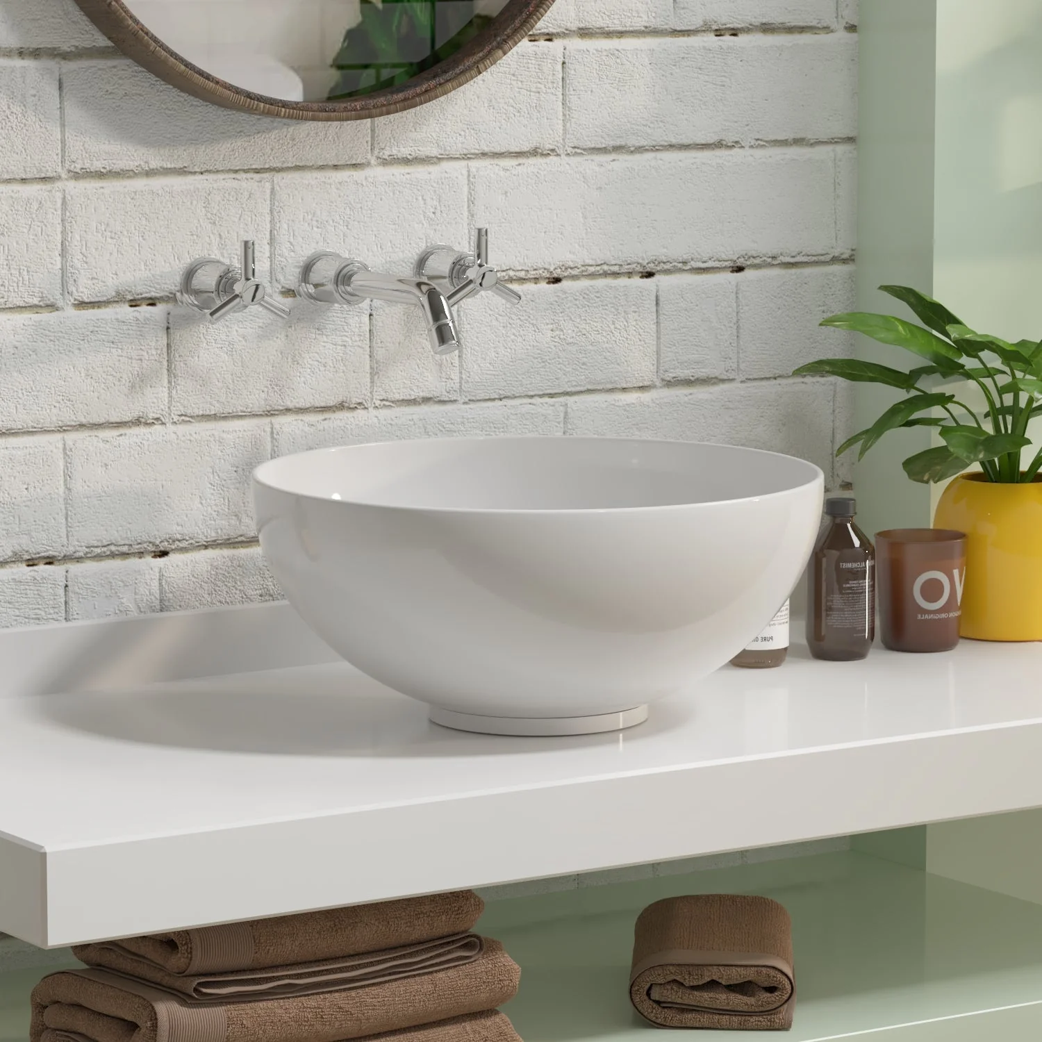 SYMMETRY 12.80" Round Vessel Bathroom Sink, Without Overflow With Multiple Colors - Image 6