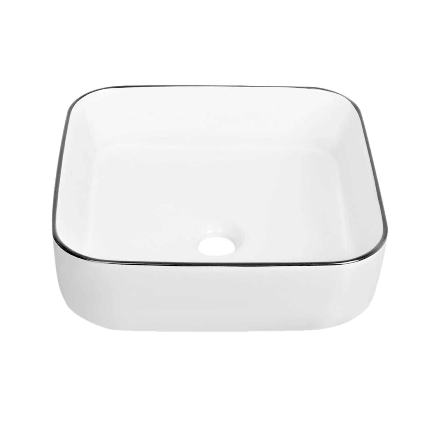 ACE 15" Square Vessel Bathroom Sink, Without Overflow - Image 3