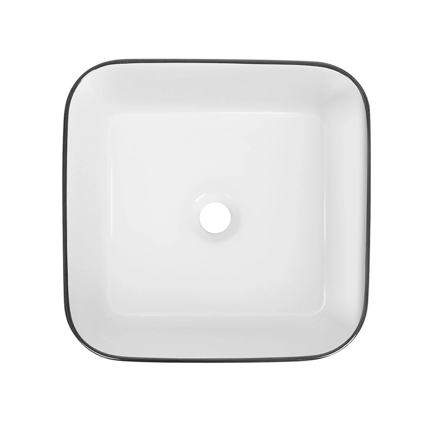 ACE 15" Square Vessel Bathroom Sink, Without Overflow - Image 4