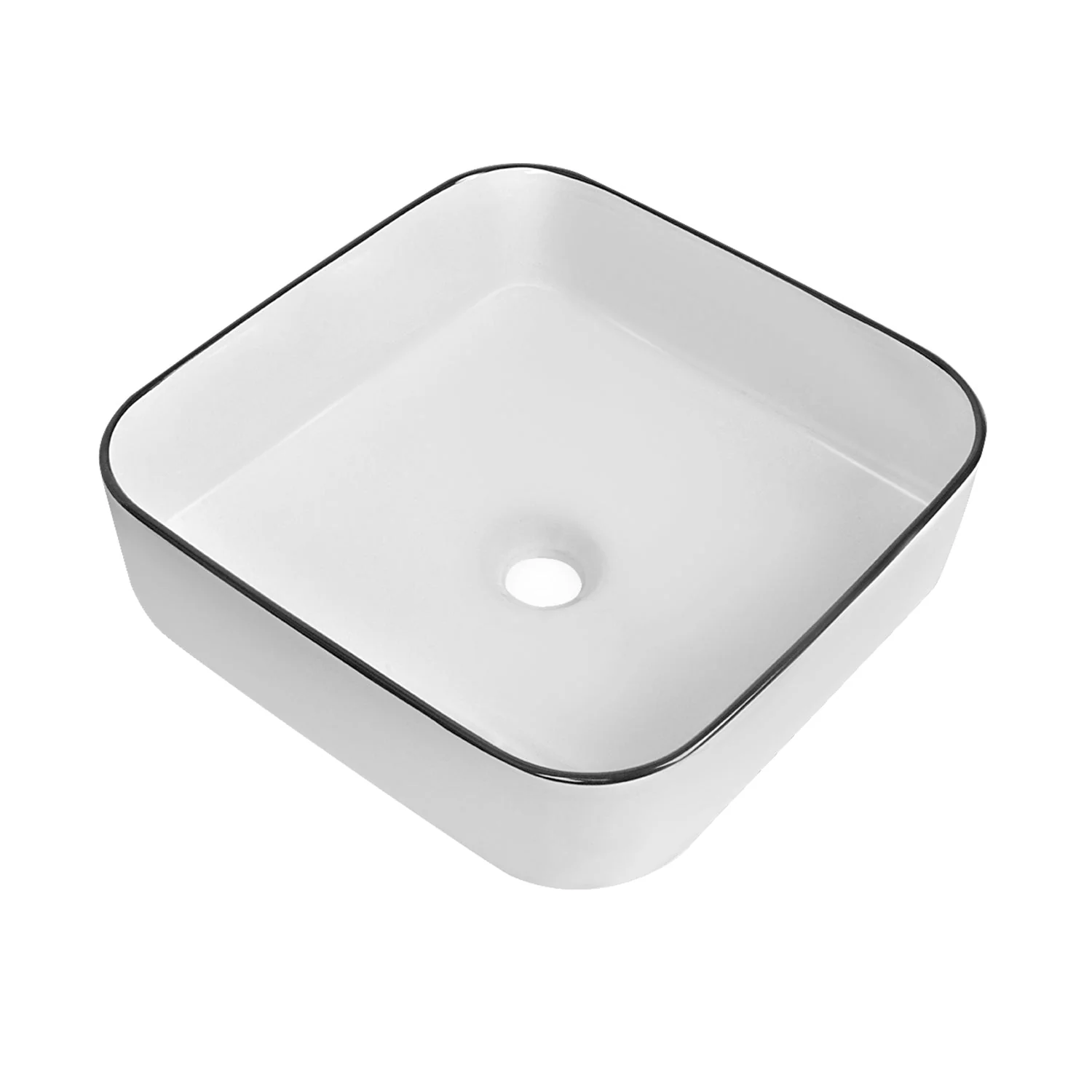 ACE 15" Square Vessel Bathroom Sink, Without Overflow - Image 5