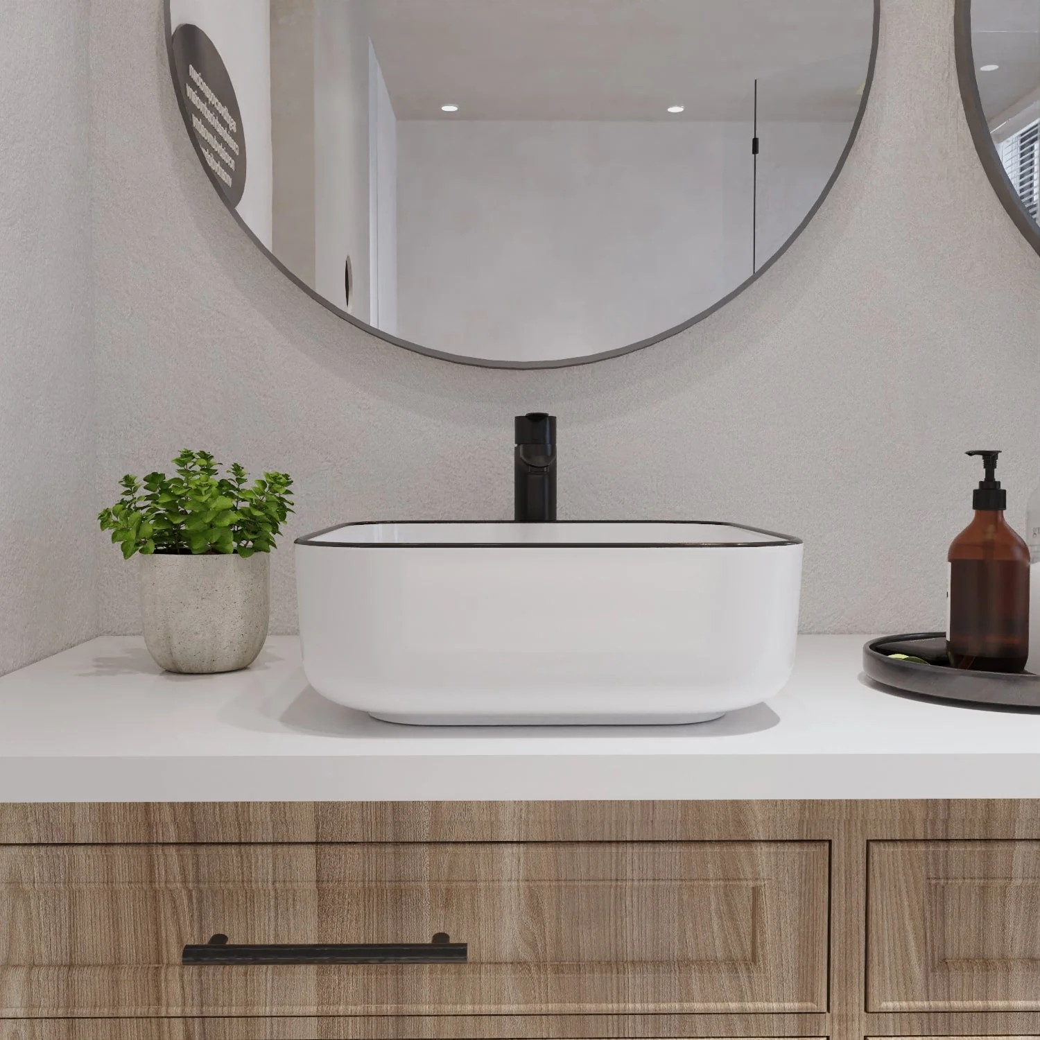 ACE 15" Square Vessel Bathroom Sink, Without Overflow - Image 9