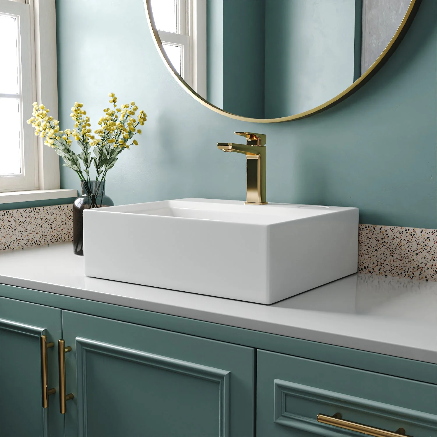 APEX 17" Rectangular Vessel Bathroom Sink, With Hidden Drainage - Image 4