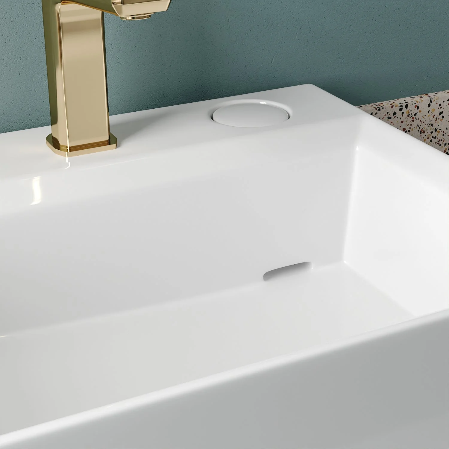 APEX 17" Rectangular Vessel Bathroom Sink, With Hidden Drainage - Image 5