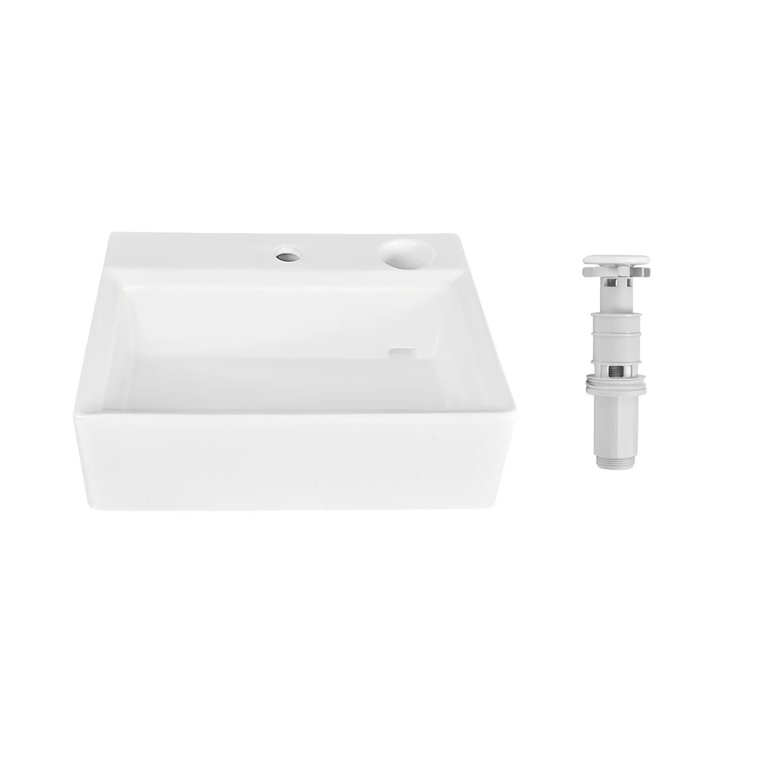 APEX 17" Rectangular Vessel Bathroom Sink, With Hidden Drainage - Image 7