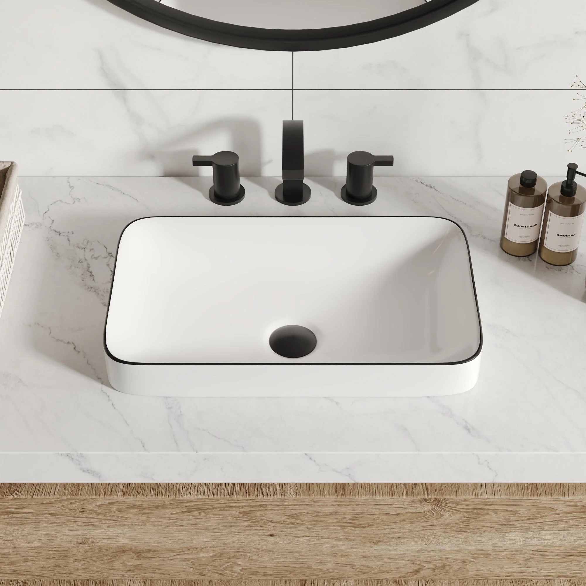 DeerValley DV-1V0047 Vessel Sinks Modern Semi-Recessed Durable Ceramic Easy Clean - Image 12