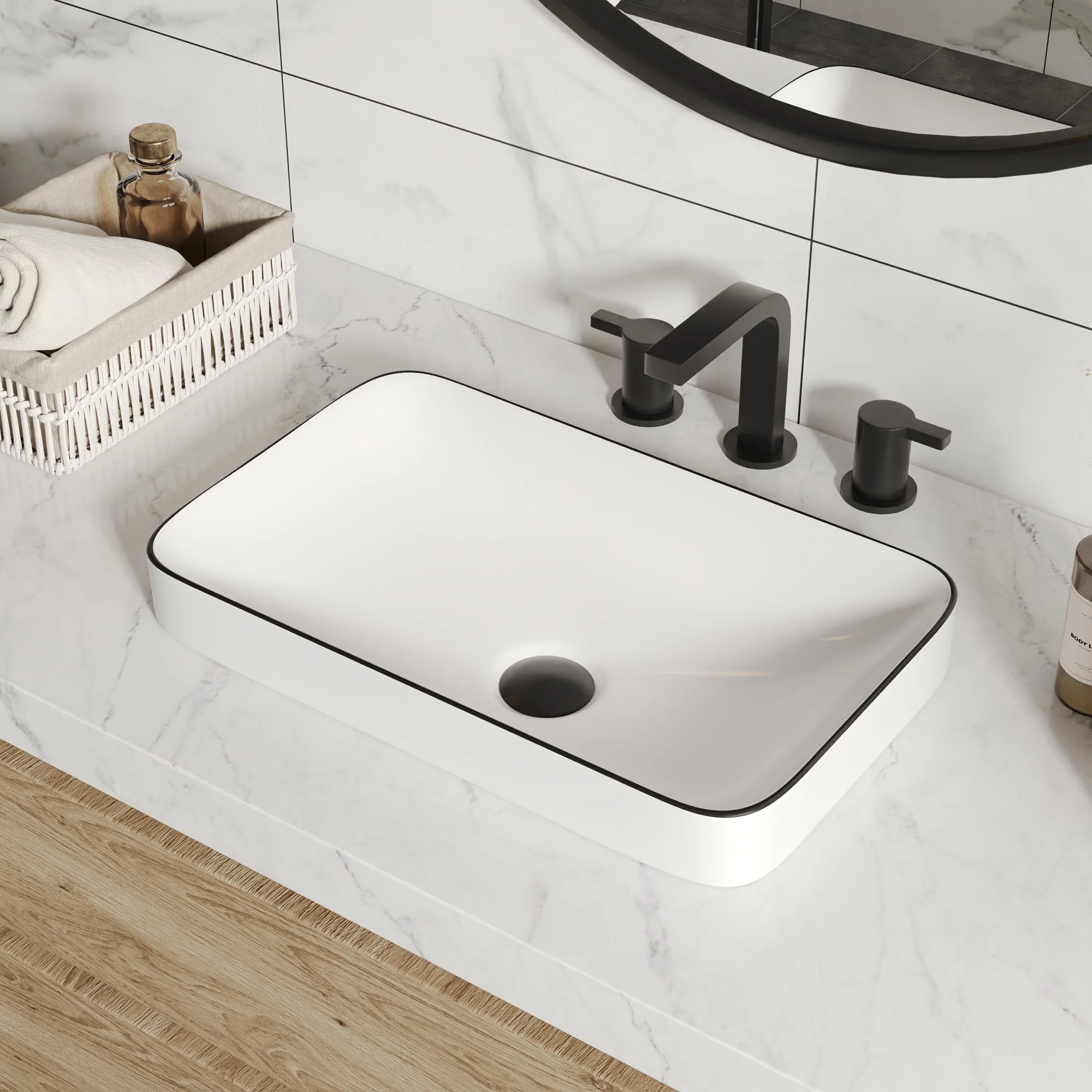 DeerValley DV-1V0047 Vessel Sinks Modern Semi-Recessed Durable Ceramic Easy Clean - Image 13