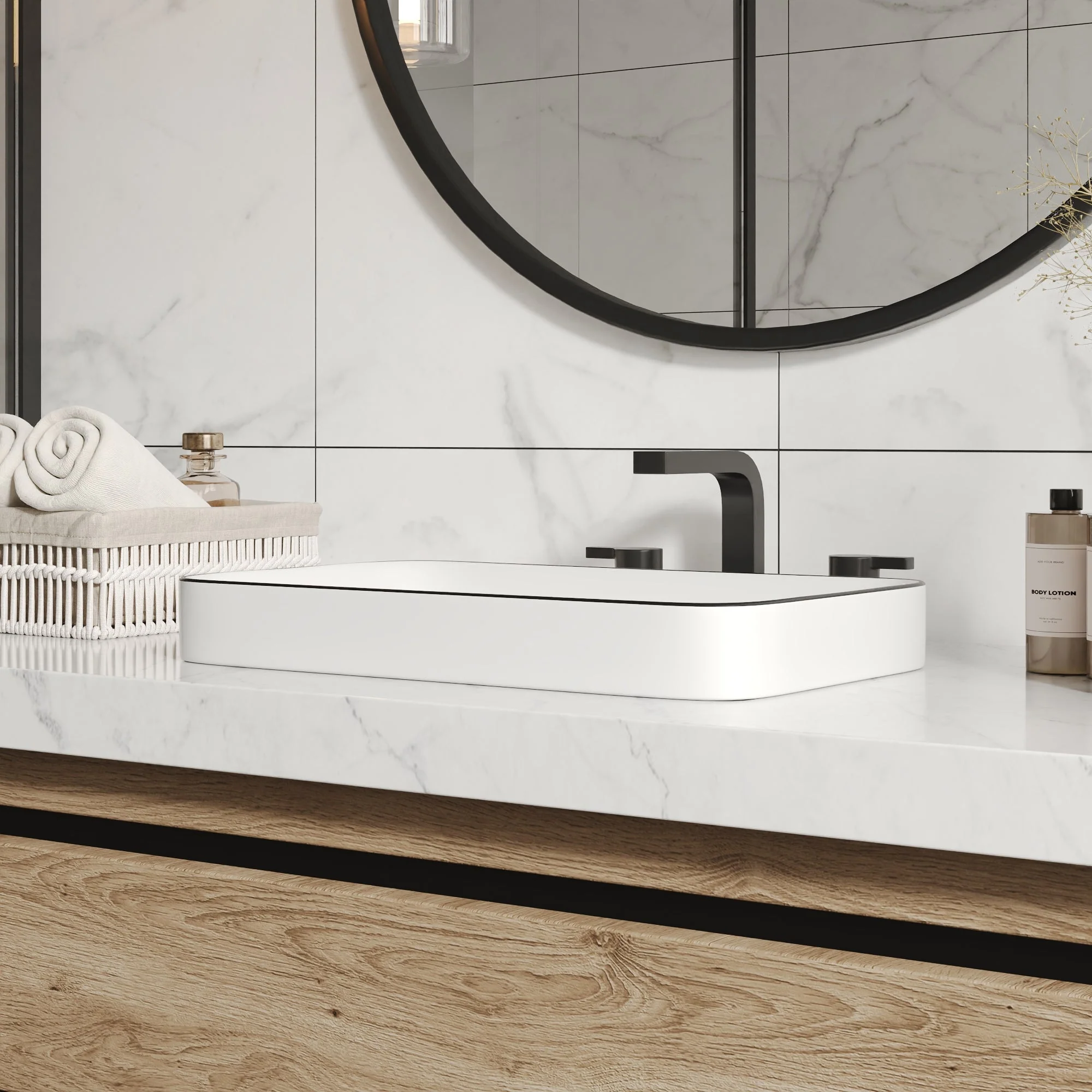 DeerValley DV-1V0047 Vessel Sinks Modern Semi-Recessed Durable Ceramic Easy Clean - Image 17