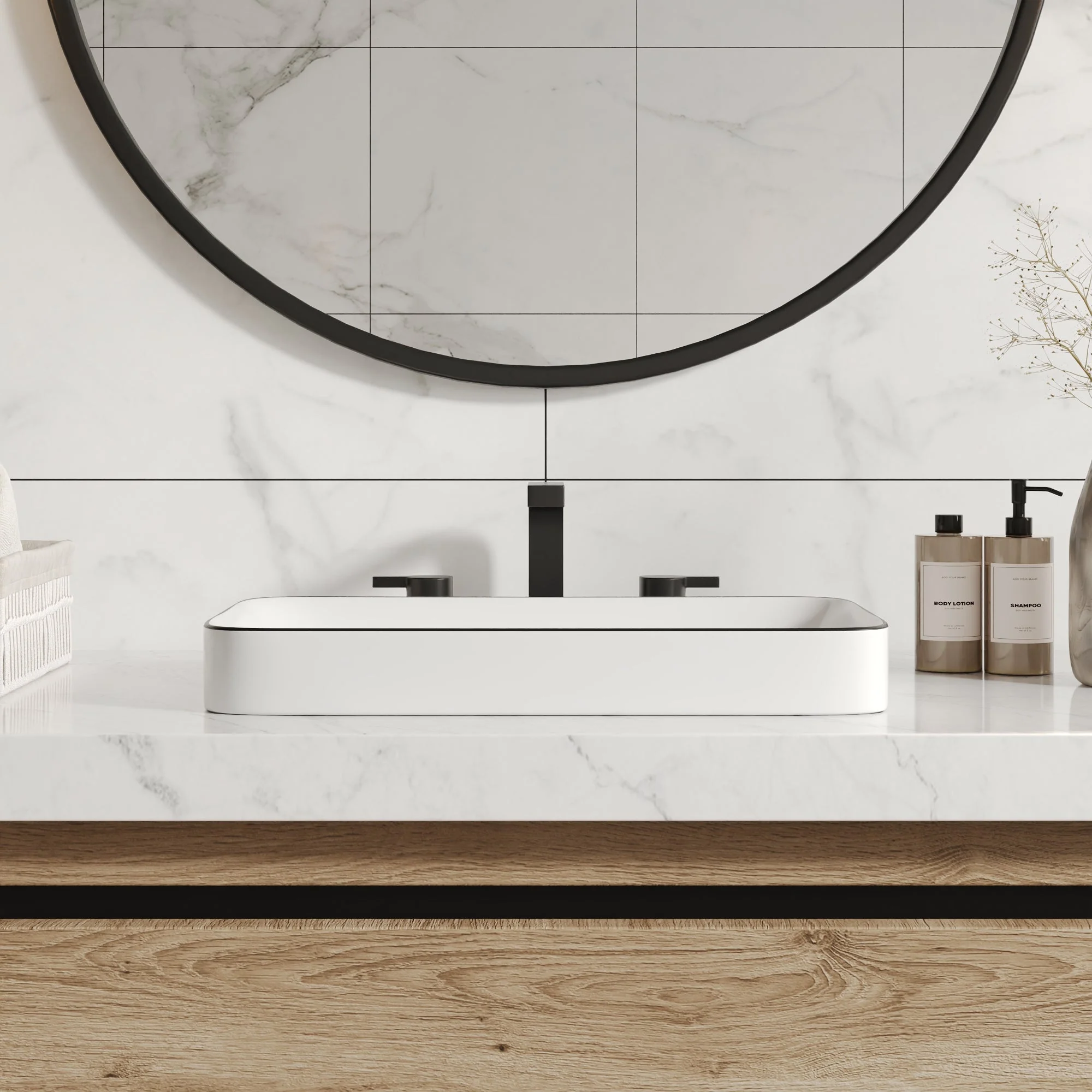 DeerValley DV-1V0047 Vessel Sinks Modern Semi-Recessed Durable Ceramic Easy Clean - Image 18