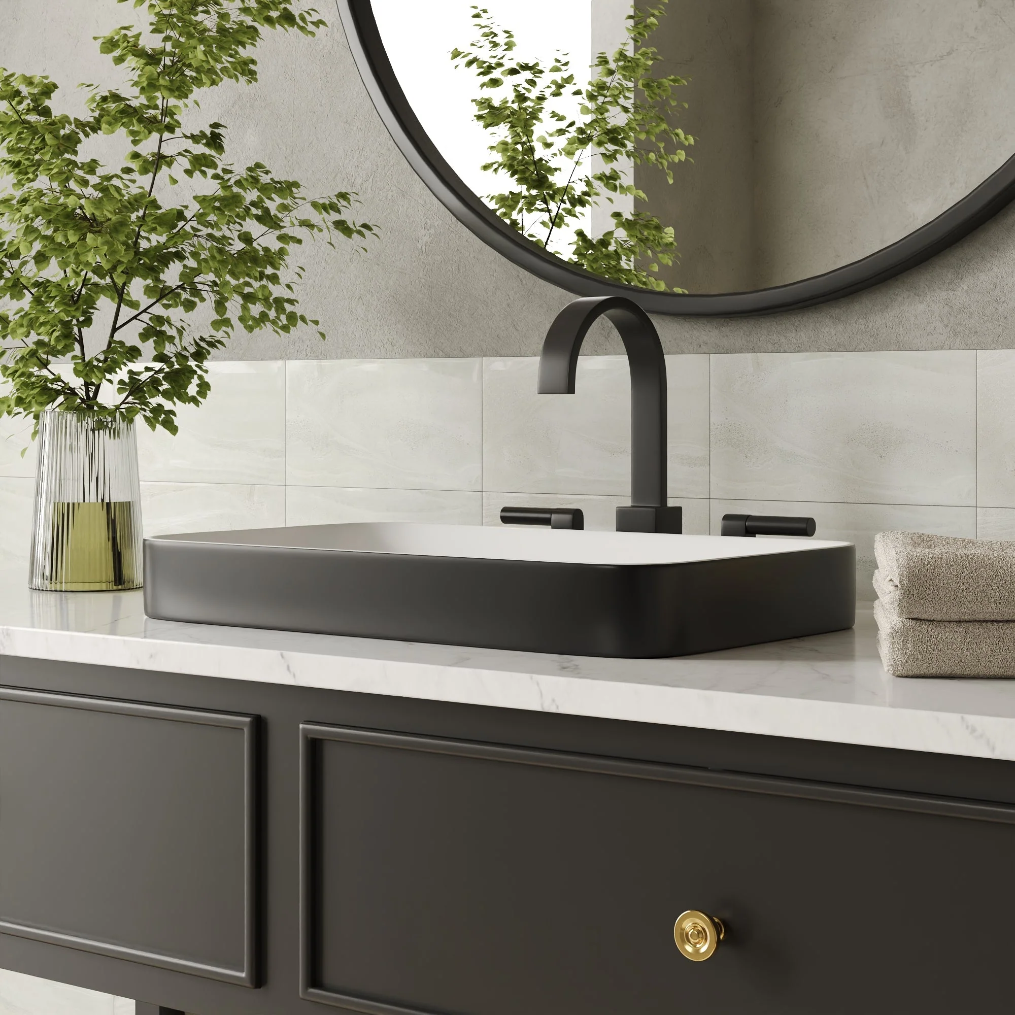 DeerValley DV-1V0047 Vessel Sinks Modern Semi-Recessed Durable Ceramic Easy Clean - Image 23