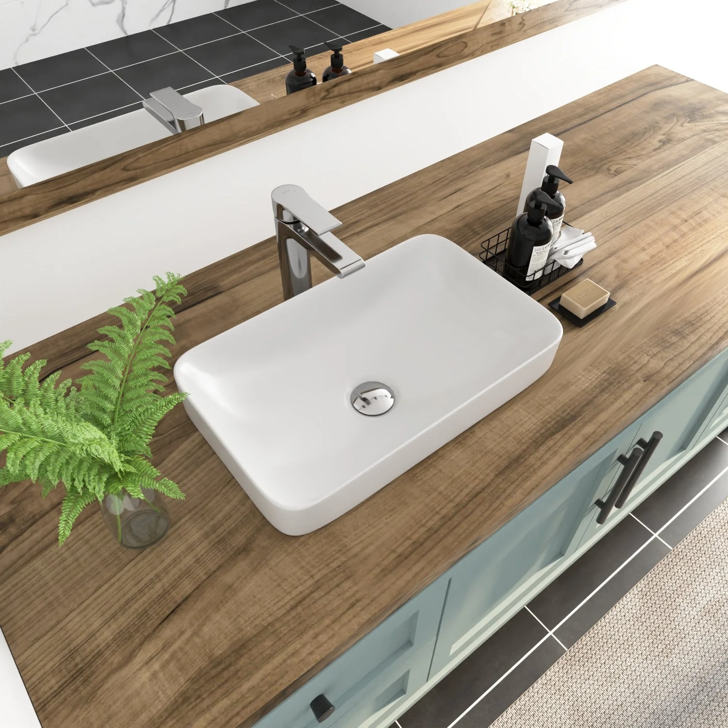 DeerValley DV-1V0047 Vessel Sinks Modern Semi-Recessed Durable Ceramic Easy Clean - Image 4