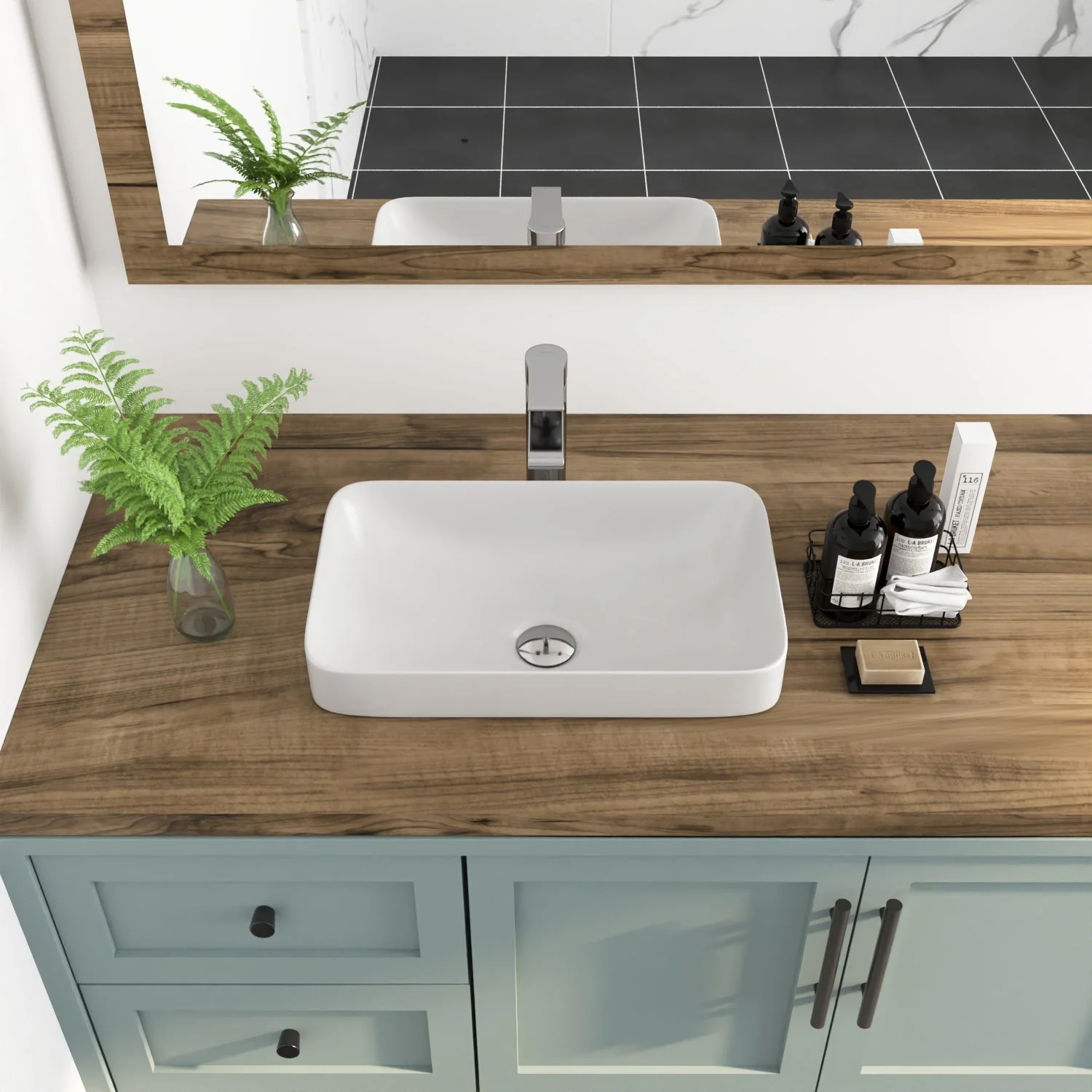 DeerValley DV-1V0047 Vessel Sinks Modern Semi-Recessed Durable Ceramic Easy Clean - Image 5
