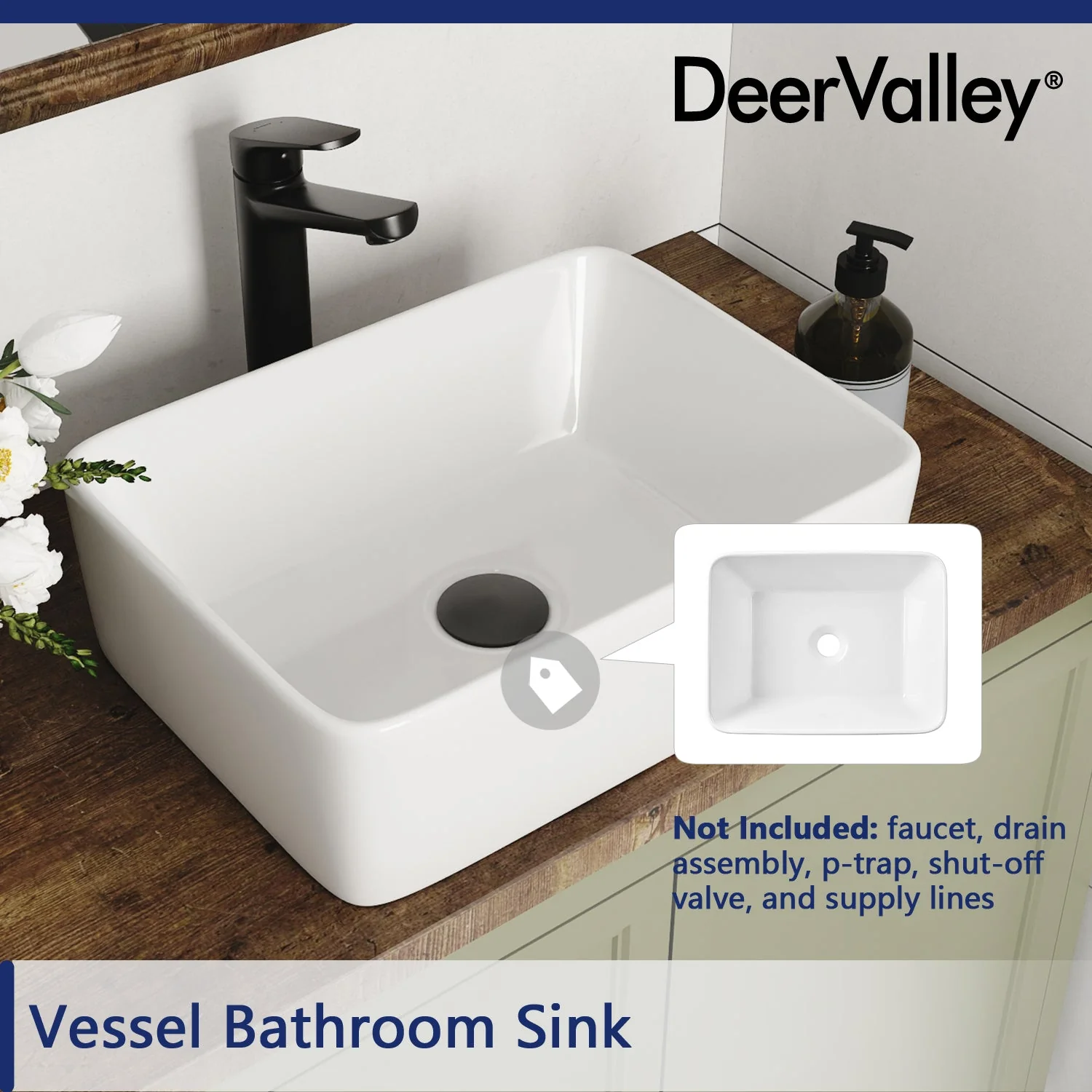 DeerValley DV-1V0048 Vessel Sinks Modern Glossy Finish Seamless Ceramic Easy Clean - Image 8