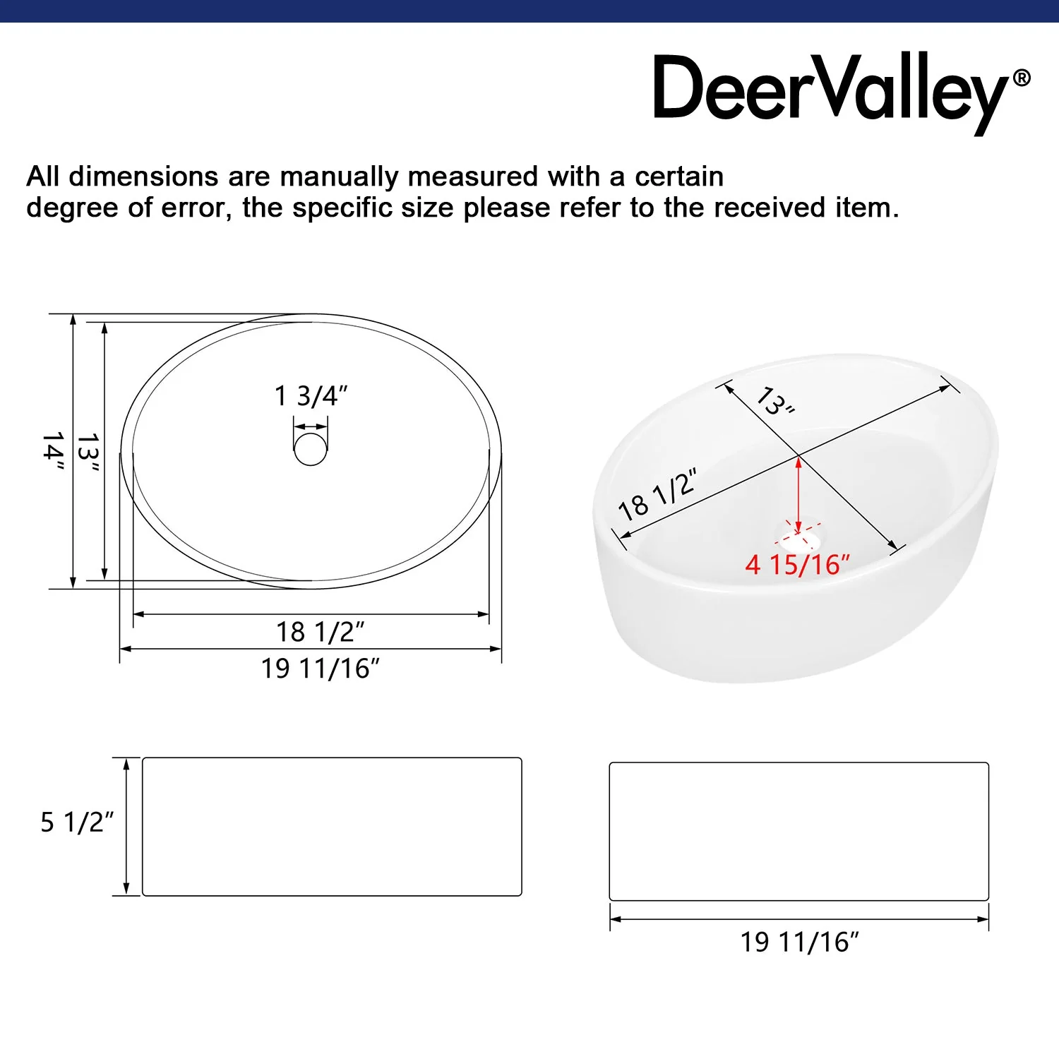 DeerValley DV-1V0049 Vessel Sinks Minimalist Design Durable Ceramic Scratch-Resistant - Image 8