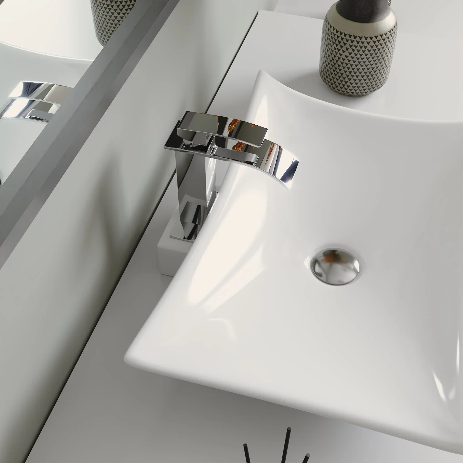 PRISM 22.64" Rectangular Vessel Bathroom Sink, Without Overflow - Image 10