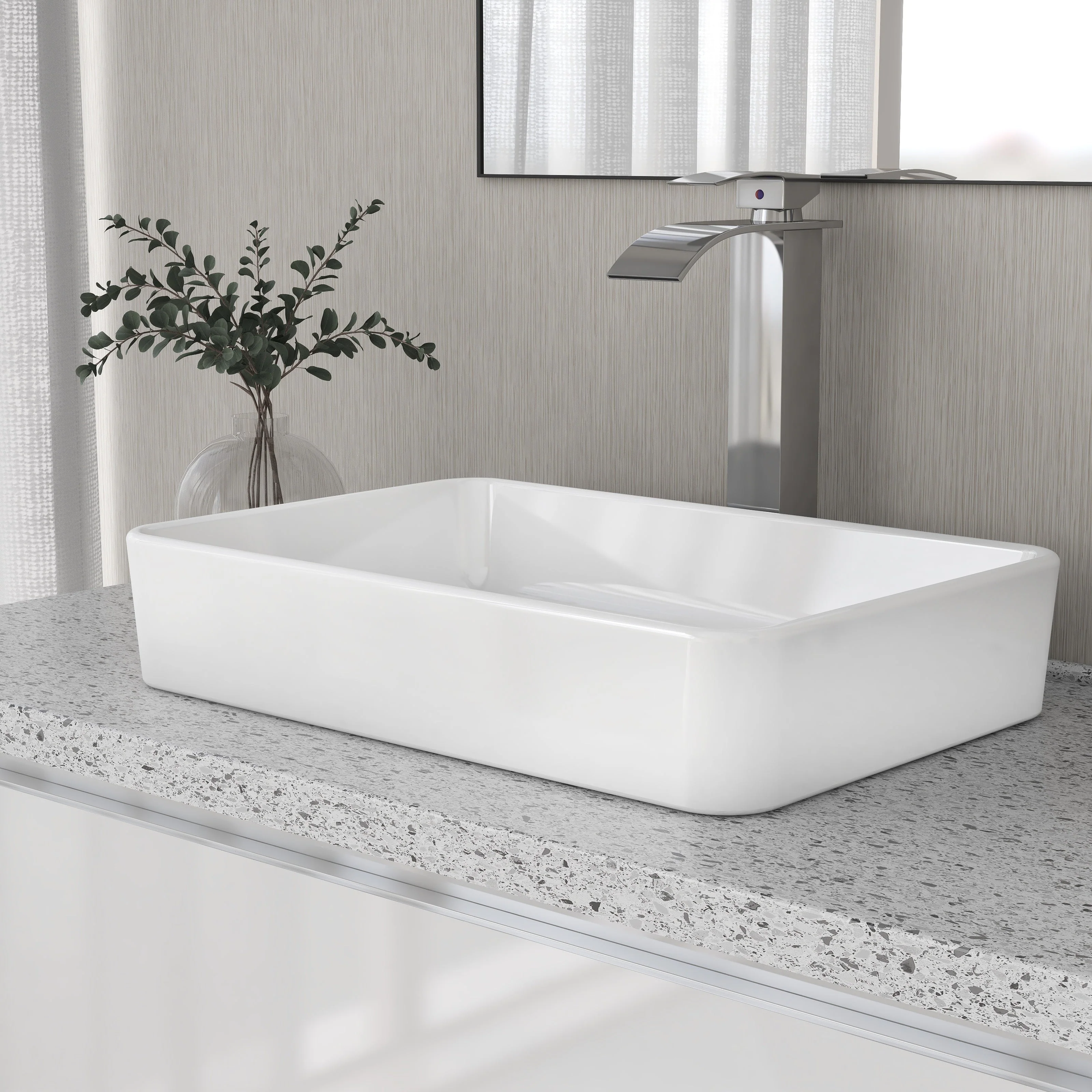DeerValley DV-1V032 Rectangular Vessel Sinks Modern Minimalist Durable Ceramic - Image 3