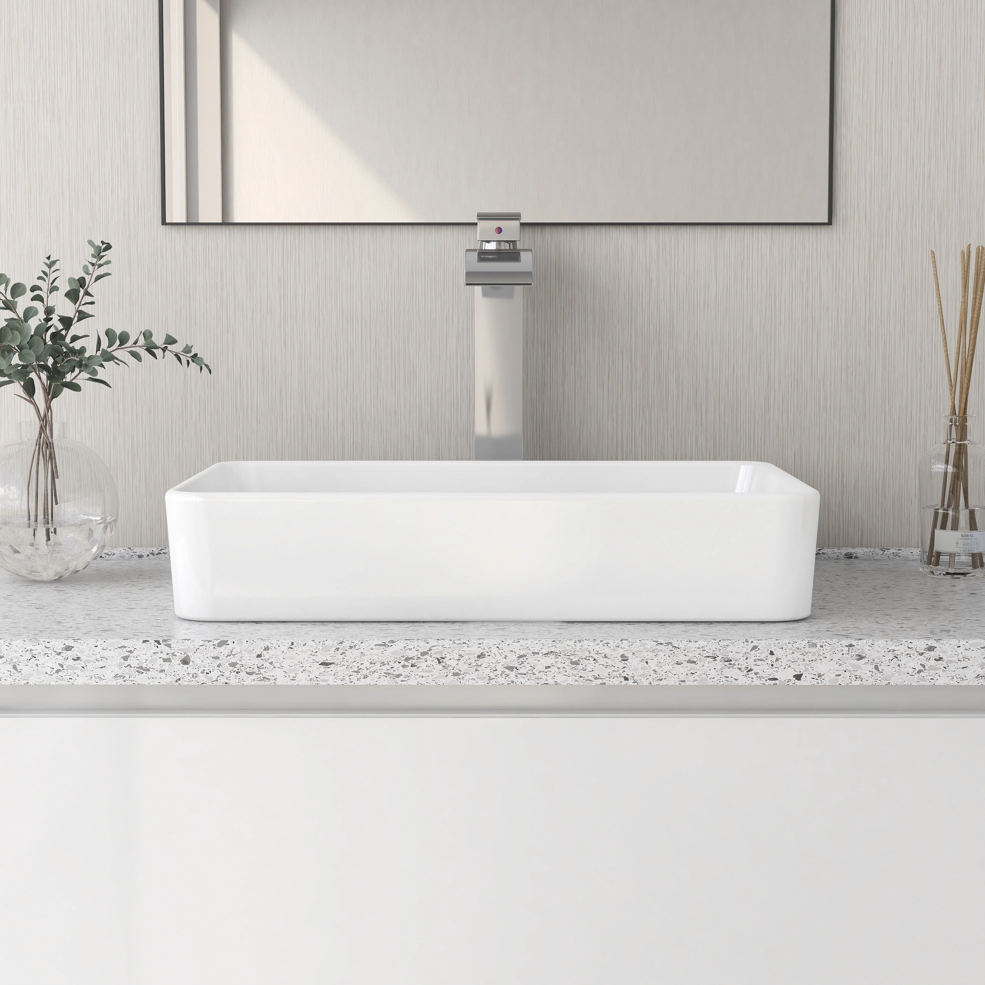 DeerValley DV-1V032 Rectangular Vessel Sinks Modern Minimalist Durable Ceramic - Image 4