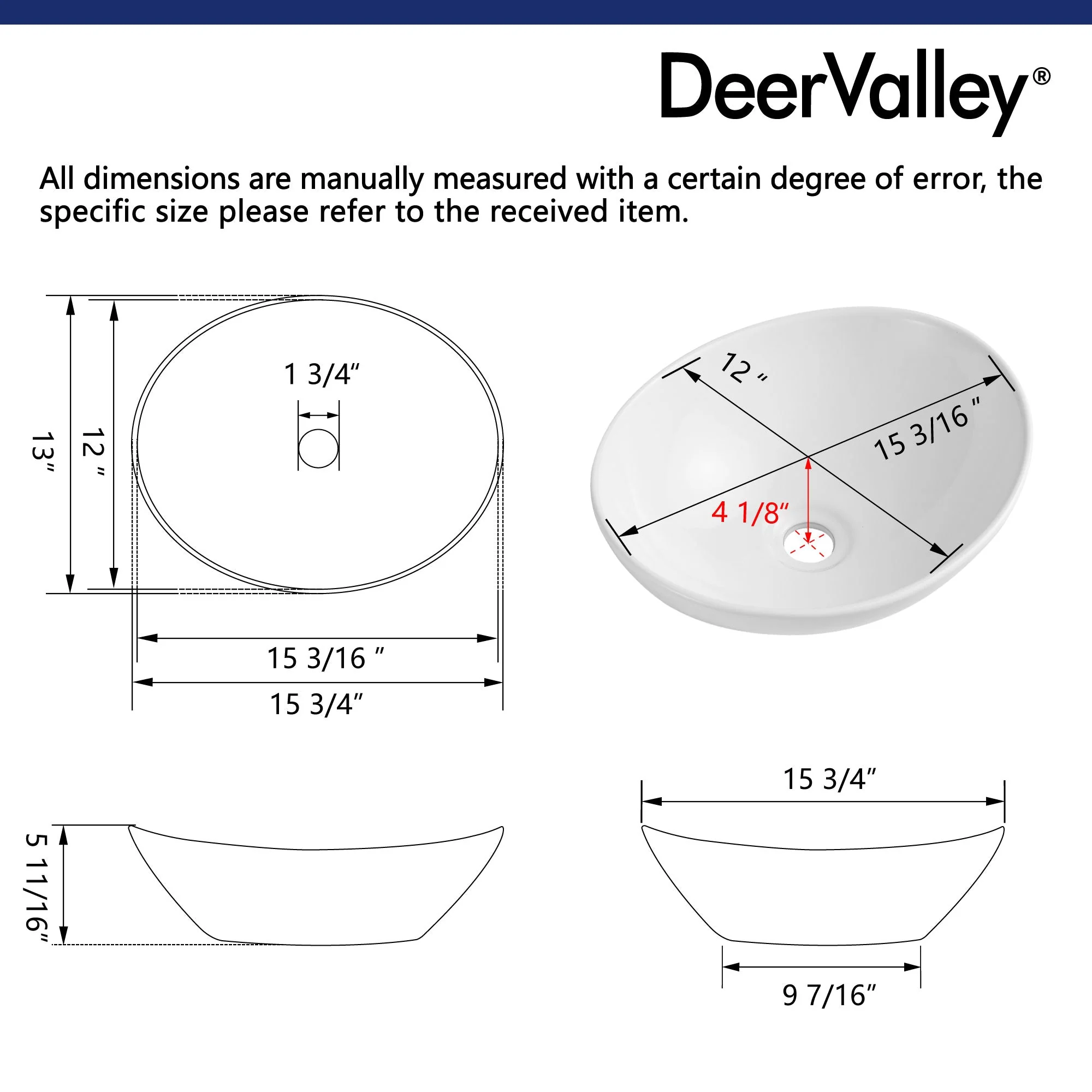DeerValley DV-1V051 Vessel Bathroom Sink Seamless Scratch-Resistant High-Gloss Easy Clean - Image 8