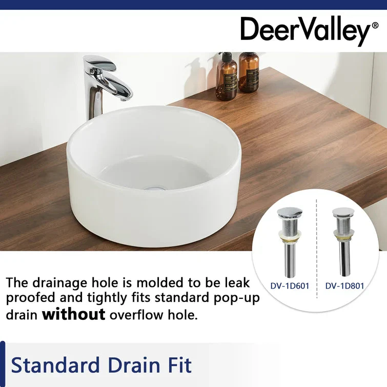 SYMMETRY 16" Round Vessel Bathroom Sink, Without Overflow - Image 10