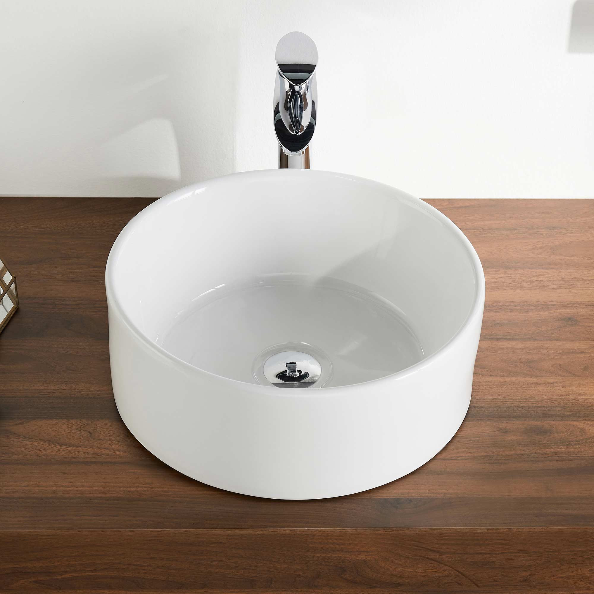 SYMMETRY 16" Round Vessel Bathroom Sink, Without Overflow - Image 6