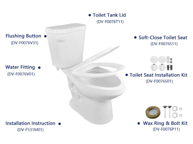 DYNASTY Two-Piece Elongated Toilet, 12" Rough-in Single-Flush - Image 10