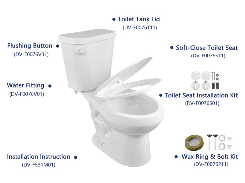 DeerValley DV-2F0077 Two-Piece Round Toilet, 12" Rough-in Single-Flush - Image 10