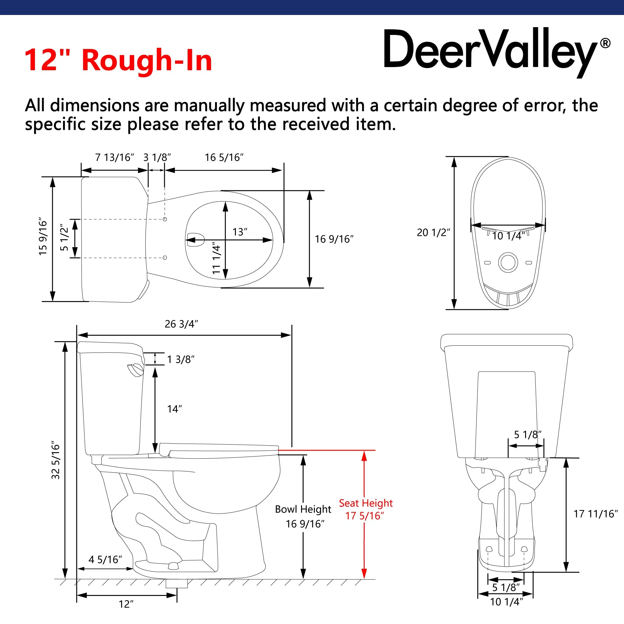 DeerValley DV-2F0077 Two-Piece Round Toilet, 12" Rough-in Single-Flush - Image 9