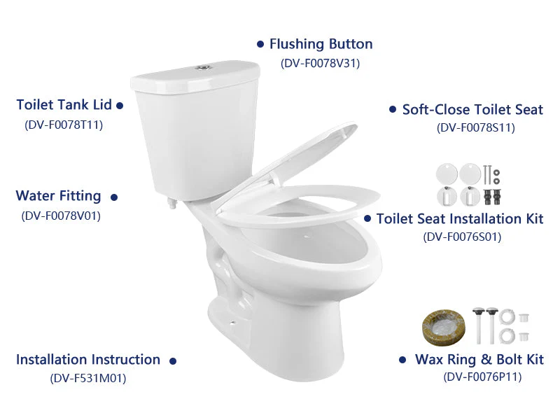 DYNASTY Two-Piece Elongated Toilet, 12" Rough-in Dual-Flush - Image 11