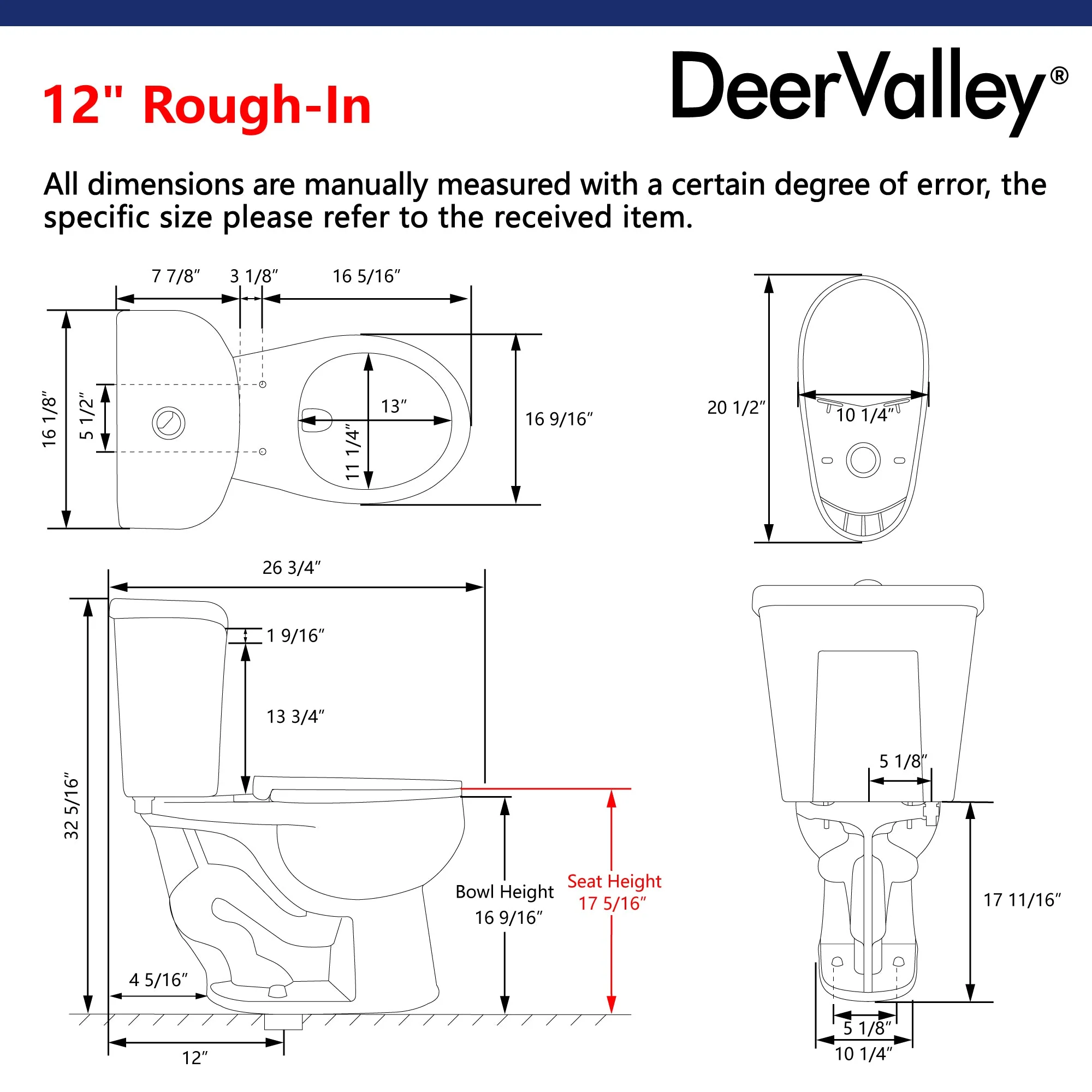 DeerValley DV-2F0079 Two-Piece Round Toilet, 12" Rough-in Dual-Flush - Image 10