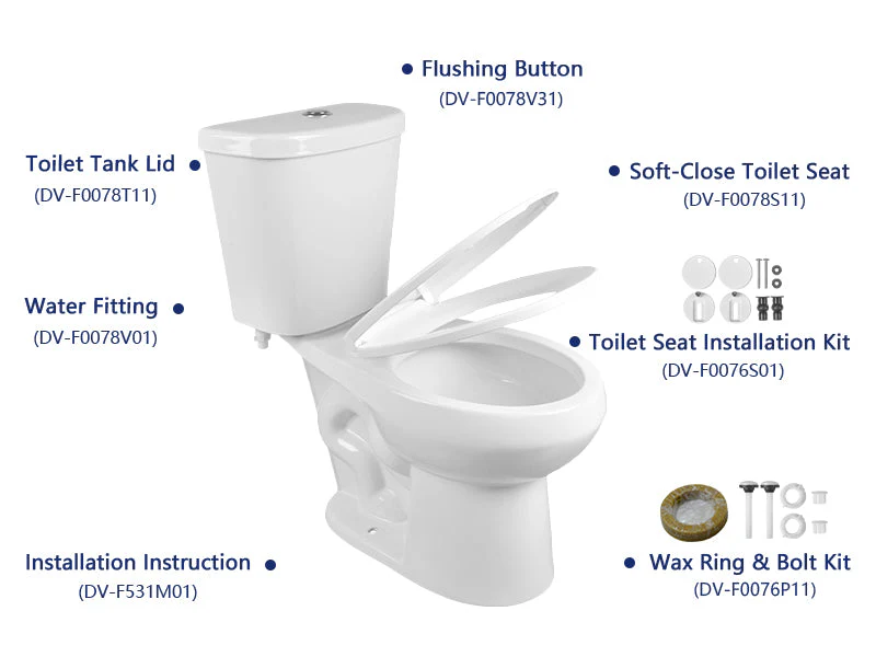 DeerValley DV-2F0079 Two-Piece Round Toilet, 12" Rough-in Dual-Flush - Image 11