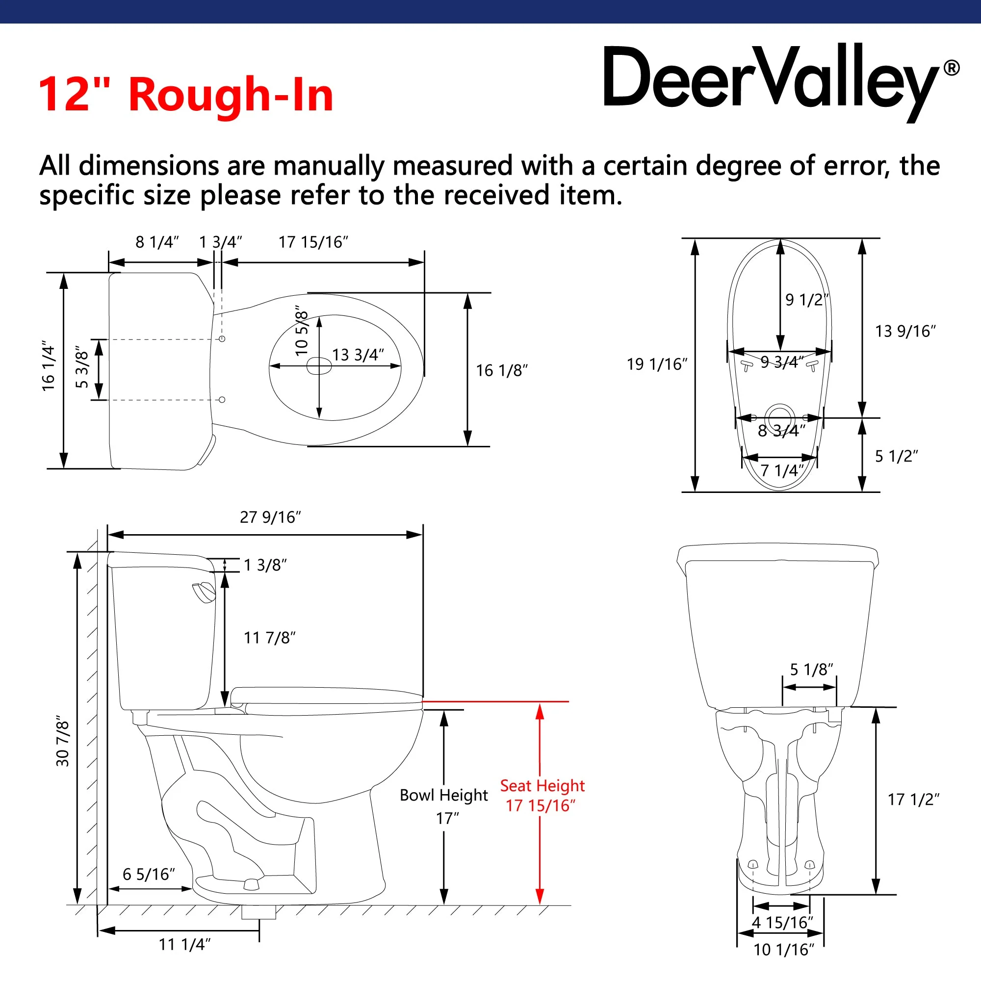 DeerValley DV-2F52531 Two-Piece Toilets, Elongated Quiet-Close Seat, All-in-One Kit & Left Chrome Lever - Image 12