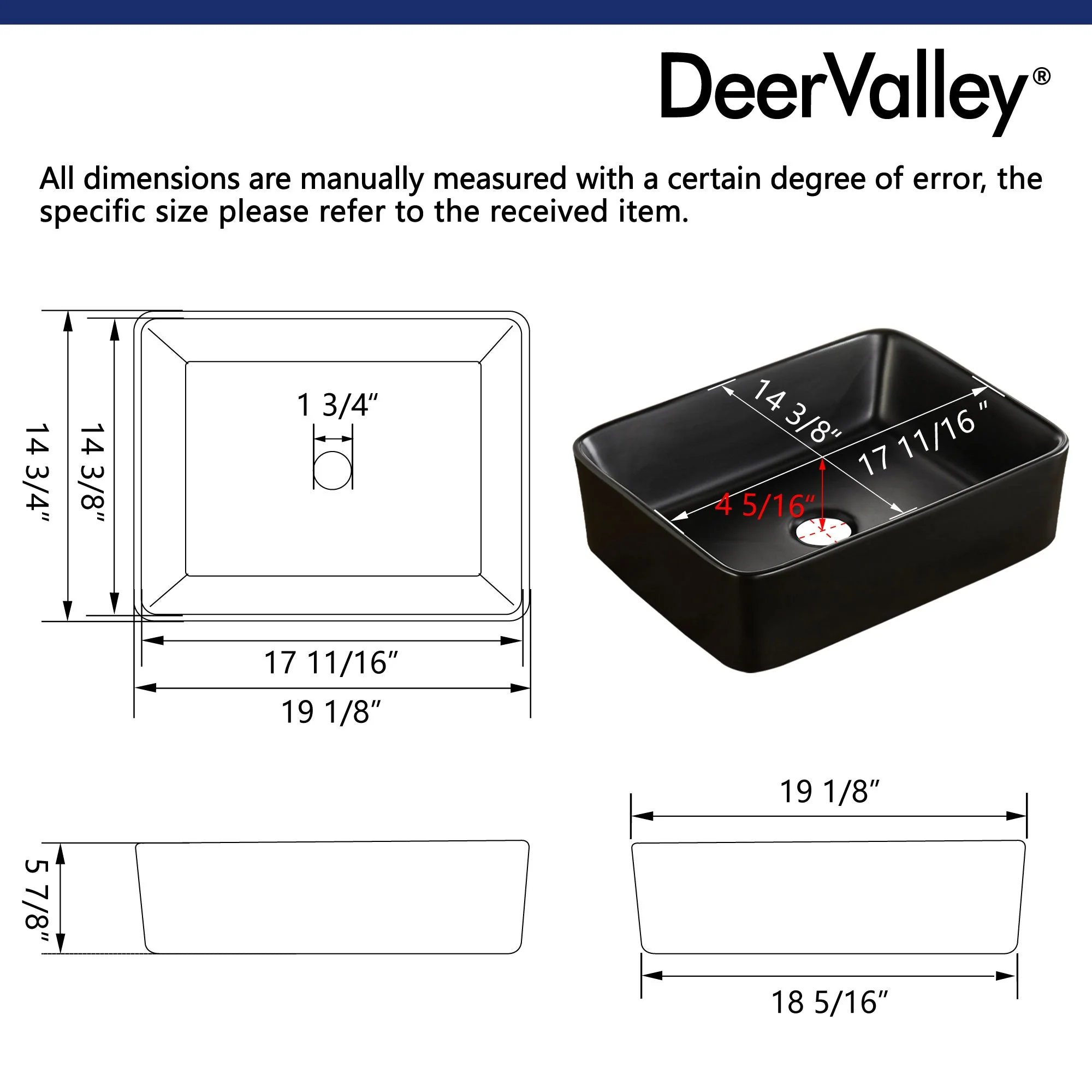 ALLY 19" x 15" Rectangular Vessel Bathroom Sink, Without Overflow - Image 11