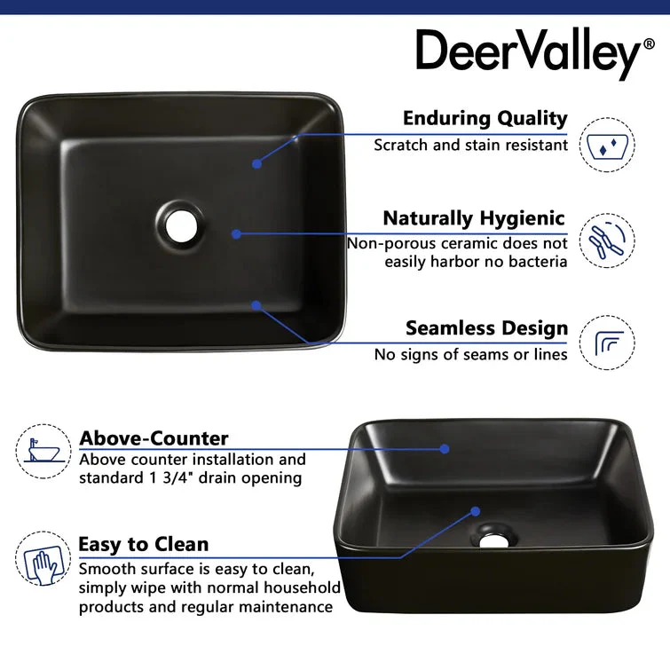 ALLY 19" x 15" Rectangular Vessel Bathroom Sink, Without Overflow - Image 18