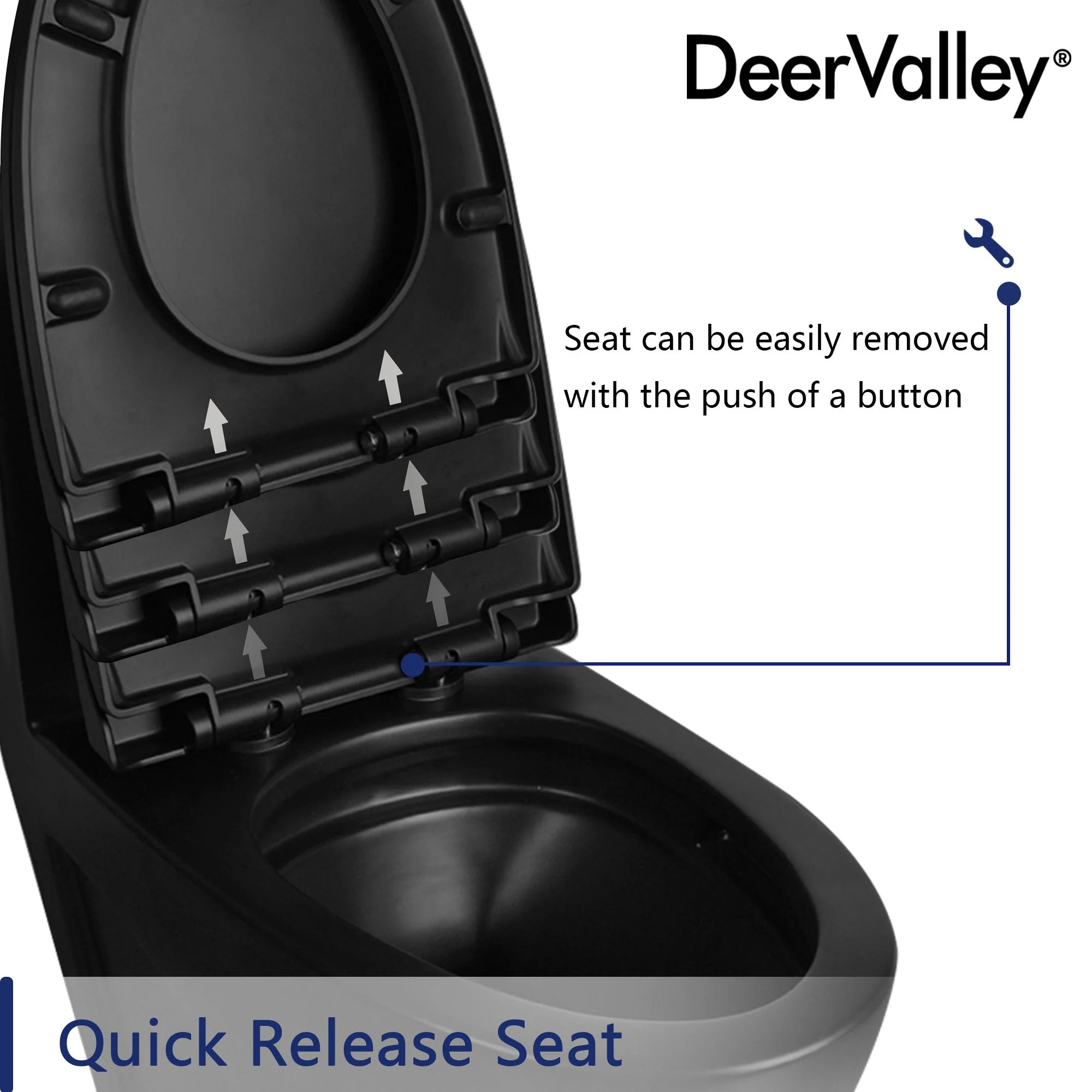 DeerValley DV-F0027S11 Quick-Release Soft-Close Elongated Urea Formaldehyde Resin (UF) Toilet Seat  (Fit with DV-1F0027 ) - Image 4