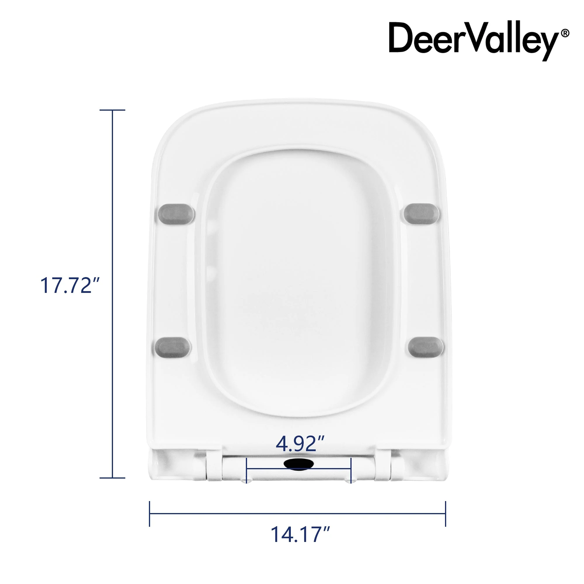 DeerValley DV-F0071S11 Quick-Release Soft-Close Square Plastic Polypropylene (PP) Toilet Seat  (Fit with DV-1F0071/DV-1F0072) - Image 3