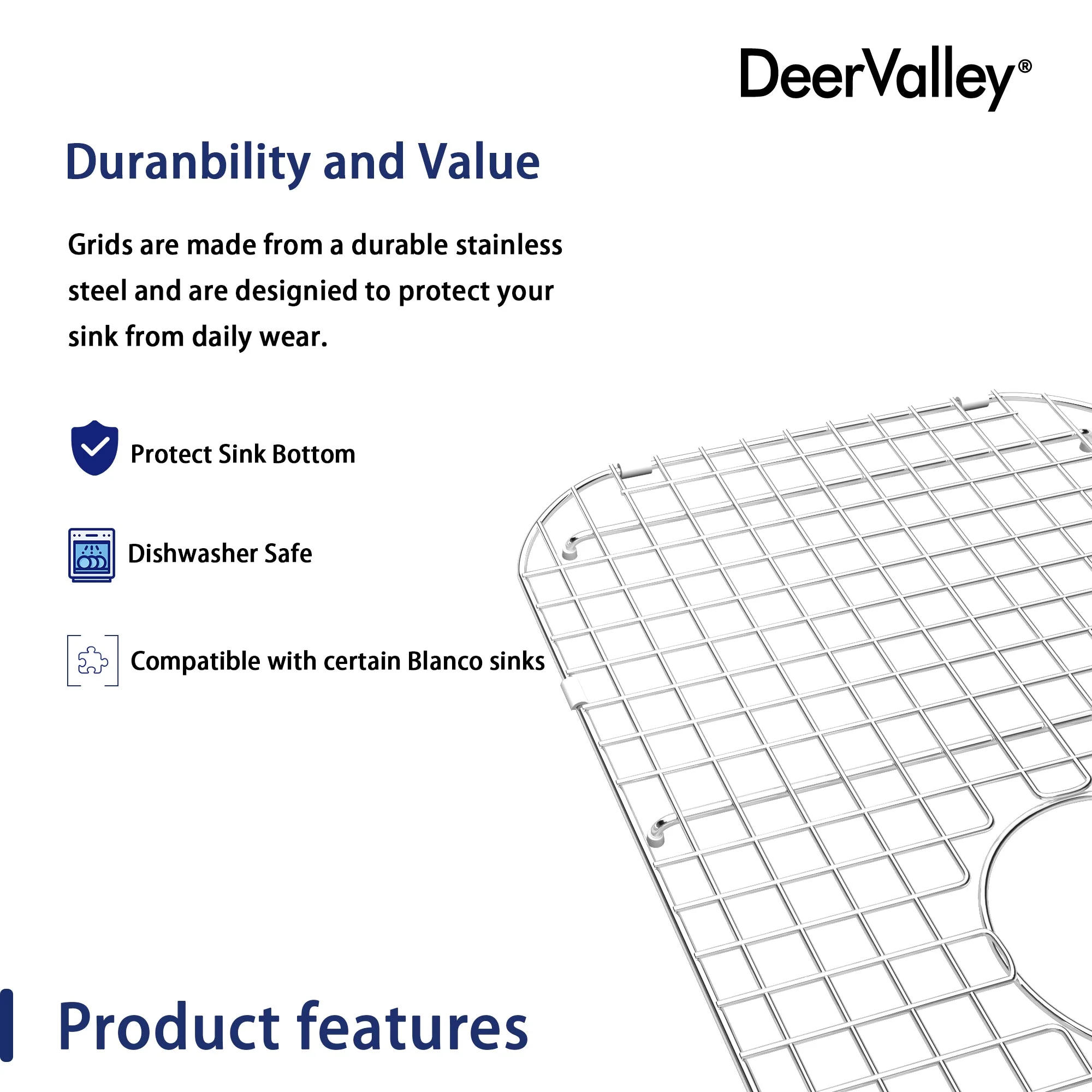 DeerValley DV-K026G03 24.80" x 12.99" Kitchen Sink Grid (Compatible with DV-1K026) - Image 5