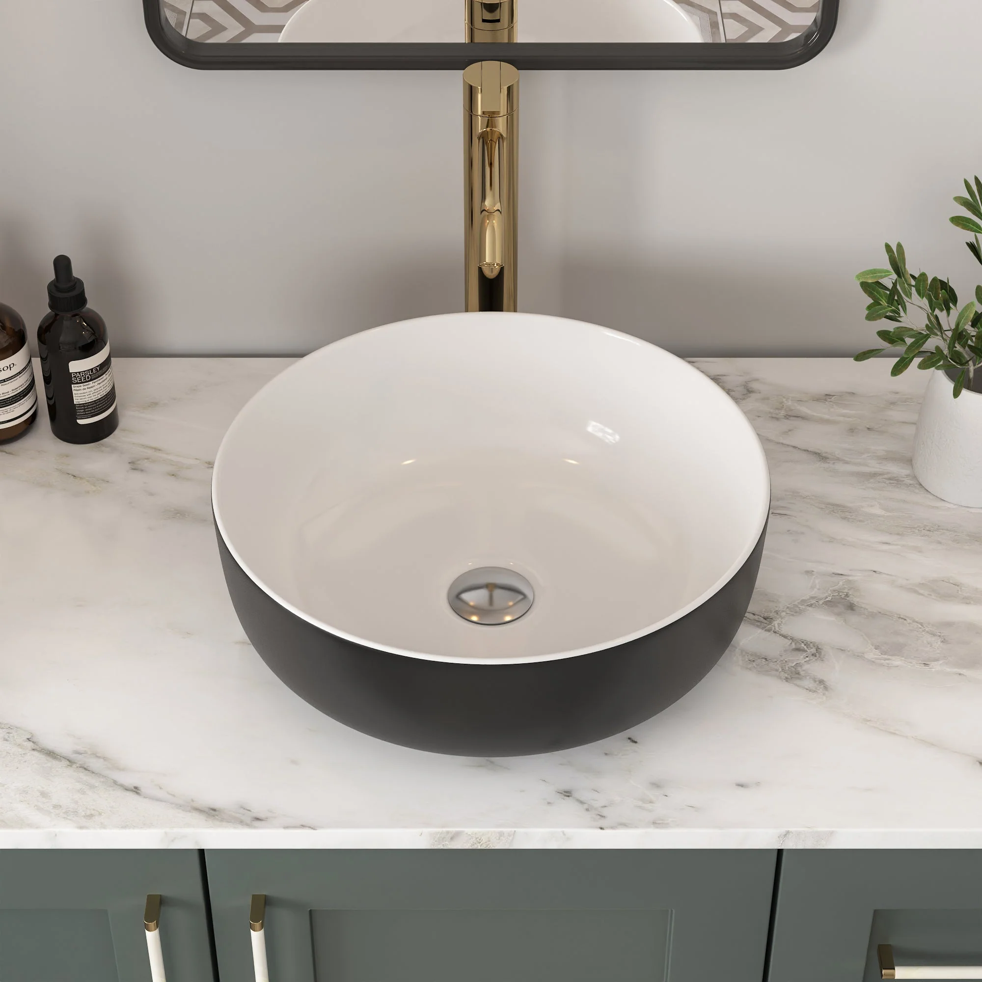 SYMMETRY 16" Round Vessel Bathroom Sink, Without Overflow With Multiple Colors - Image 12