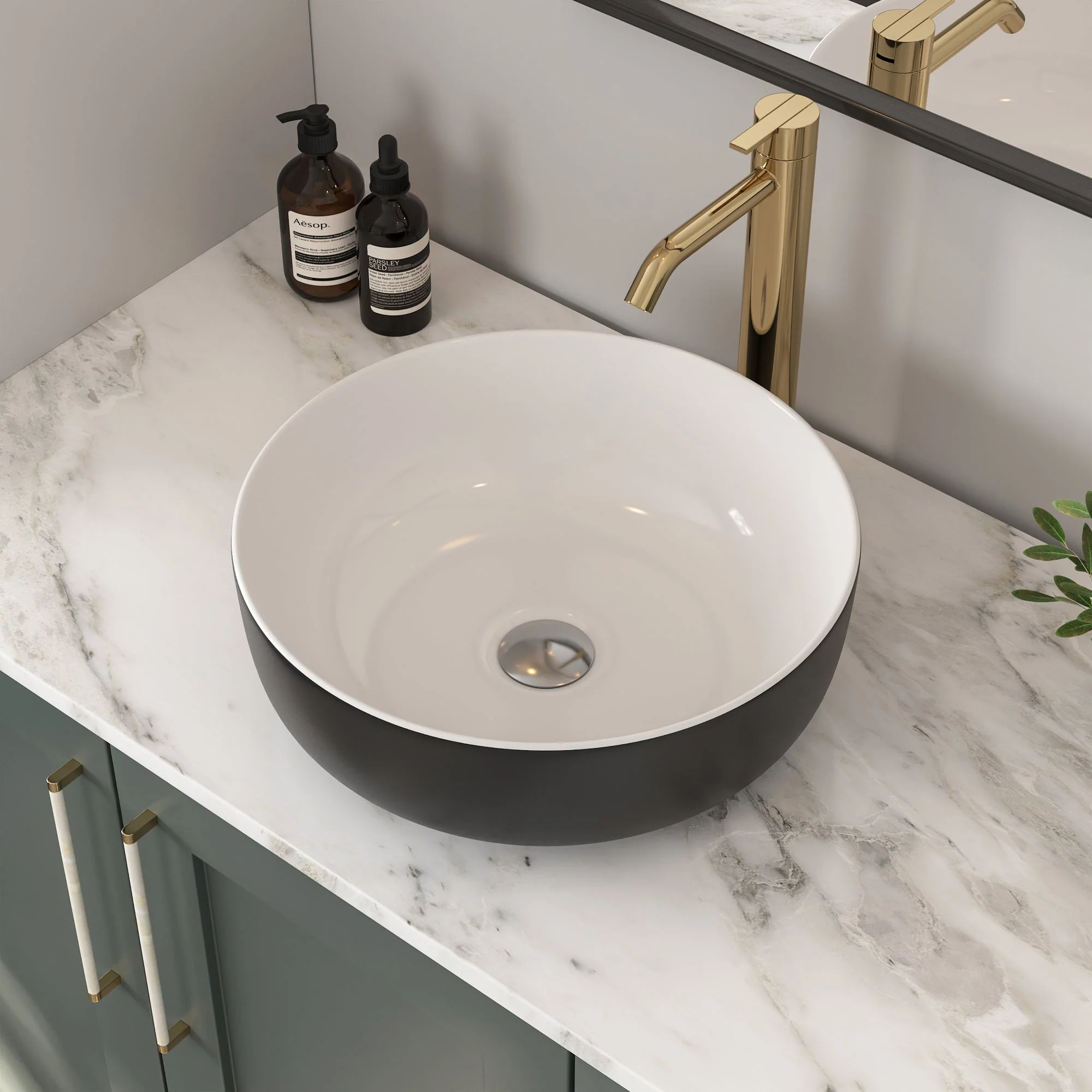 SYMMETRY 16" Round Vessel Bathroom Sink, Without Overflow With Multiple Colors - Image 15