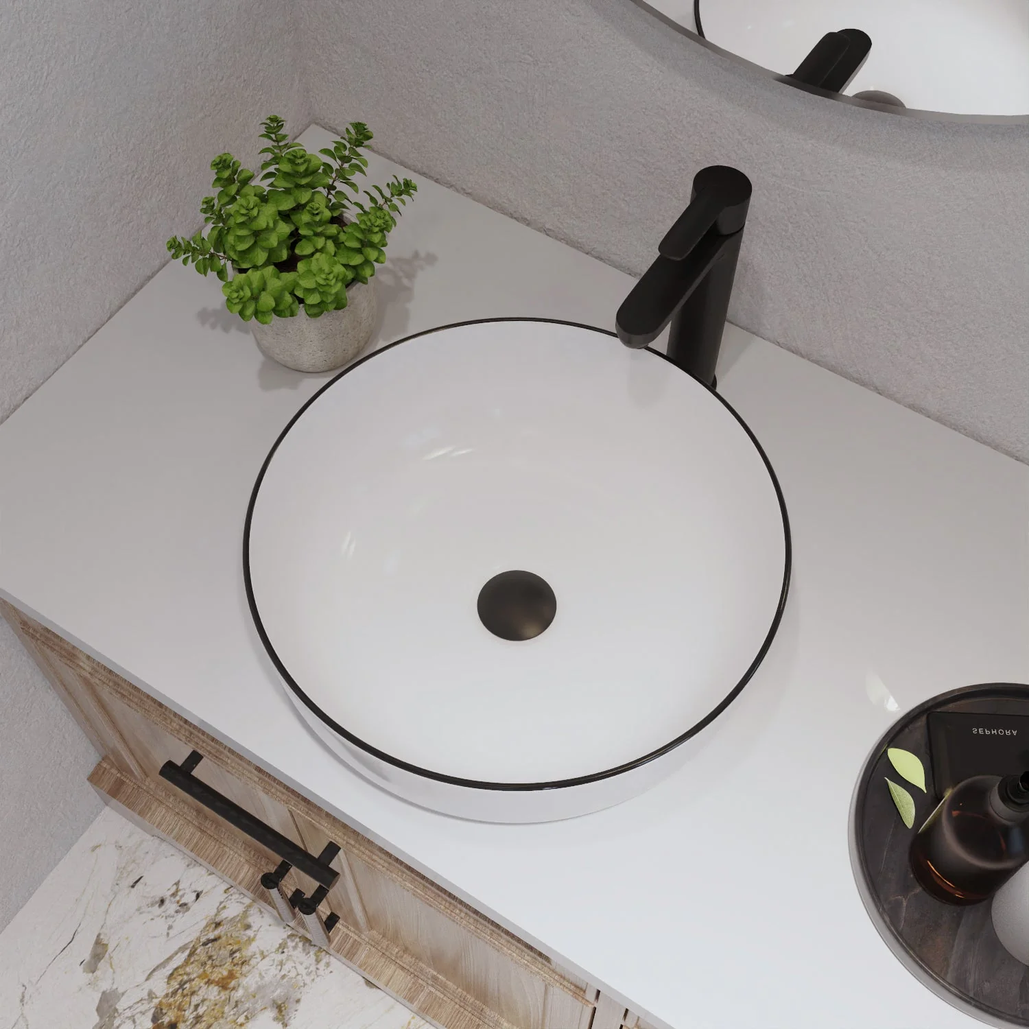 SYMMETRY 16" Round Vessel Bathroom Sink, Without Overflow With Multiple Colors - Image 3