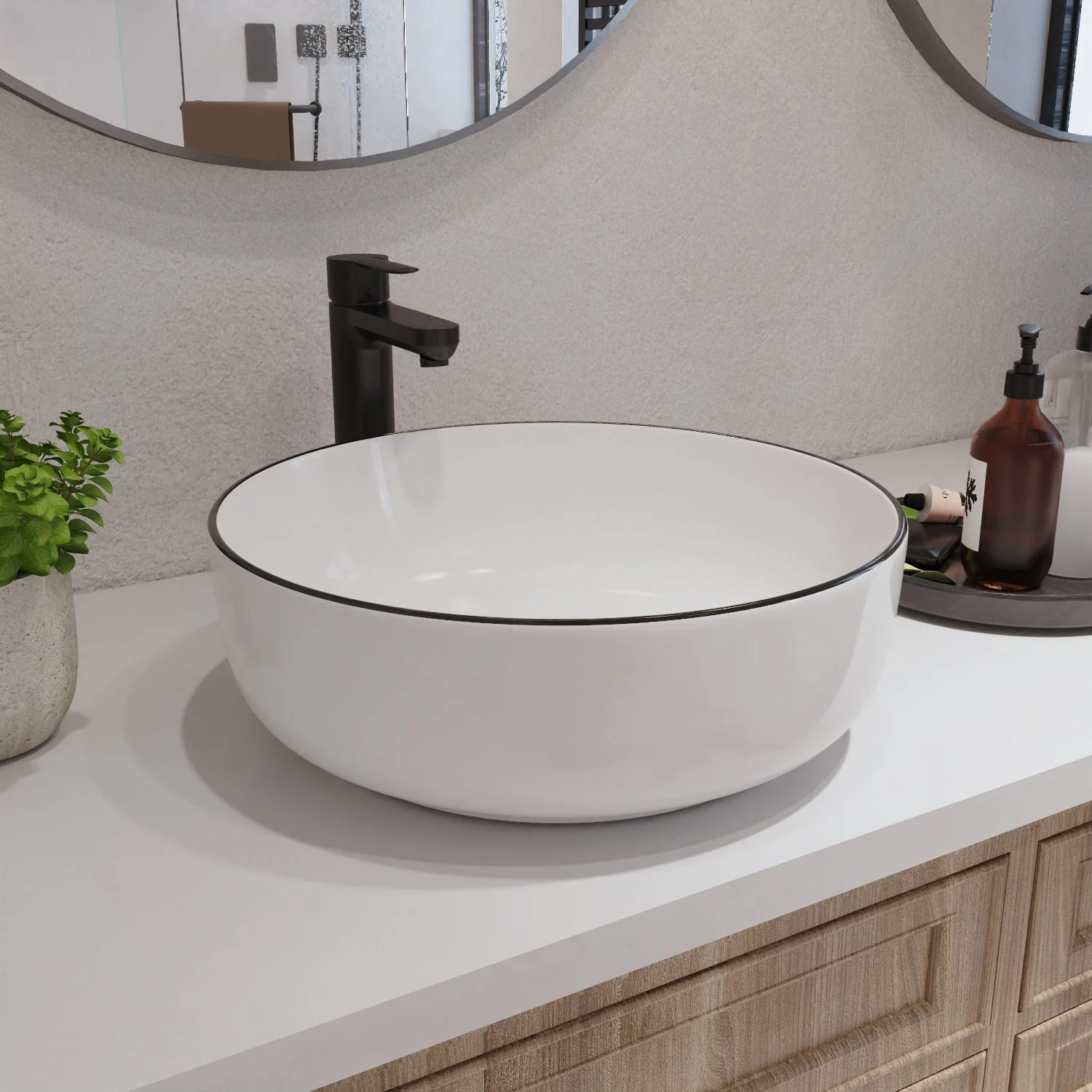 SYMMETRY 16" Round Vessel Bathroom Sink, Without Overflow With Multiple Colors - Image 9