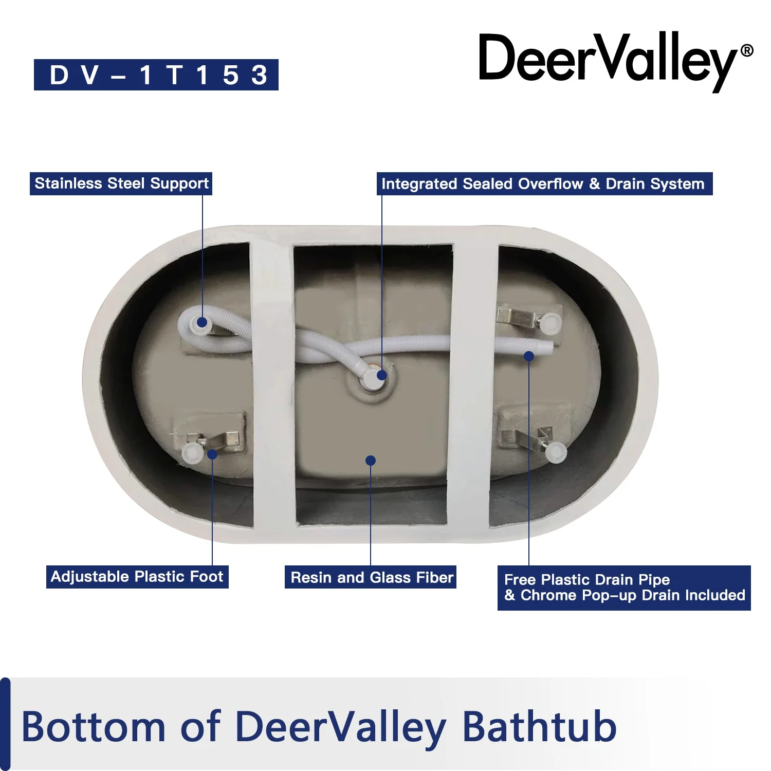 DeerValley DV-1T153S HORIZON 67" X 31" Freestanding Acrylic Bathtub - Image 14