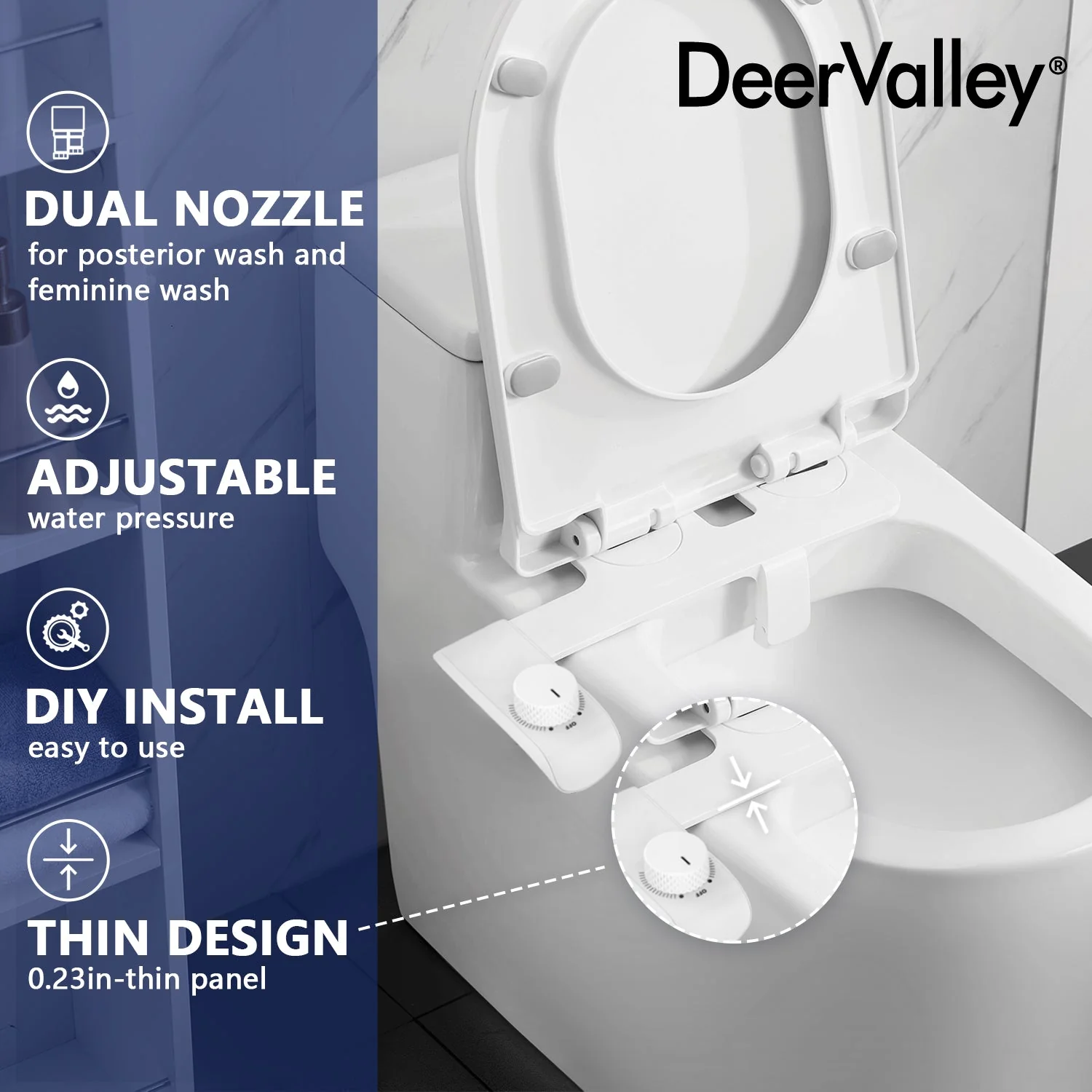DeerValley DV-1B0093 Elongated Toilet Seat Bidet - Image 11