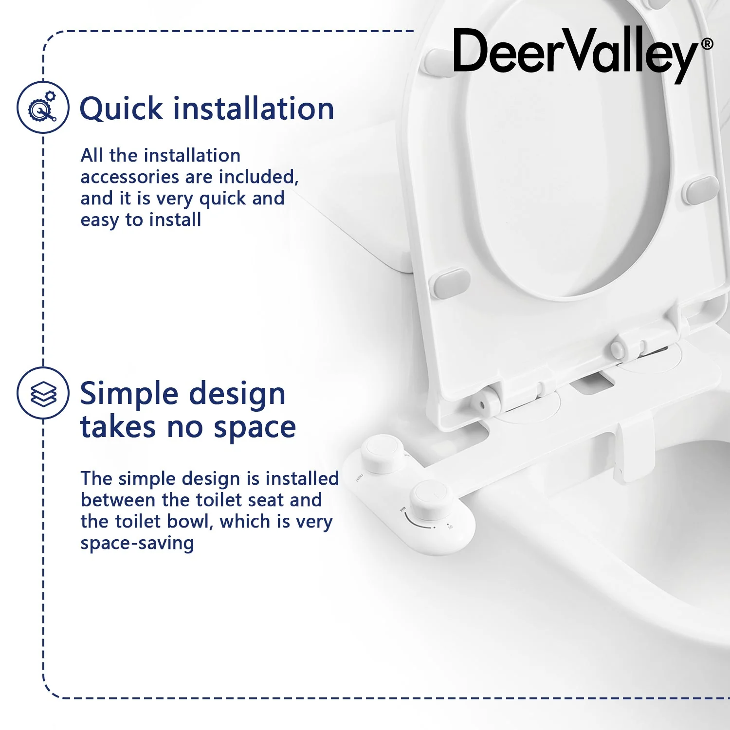 DeerValley DV-1B0095 Elongated Toilet Seat Bidet - Image 12